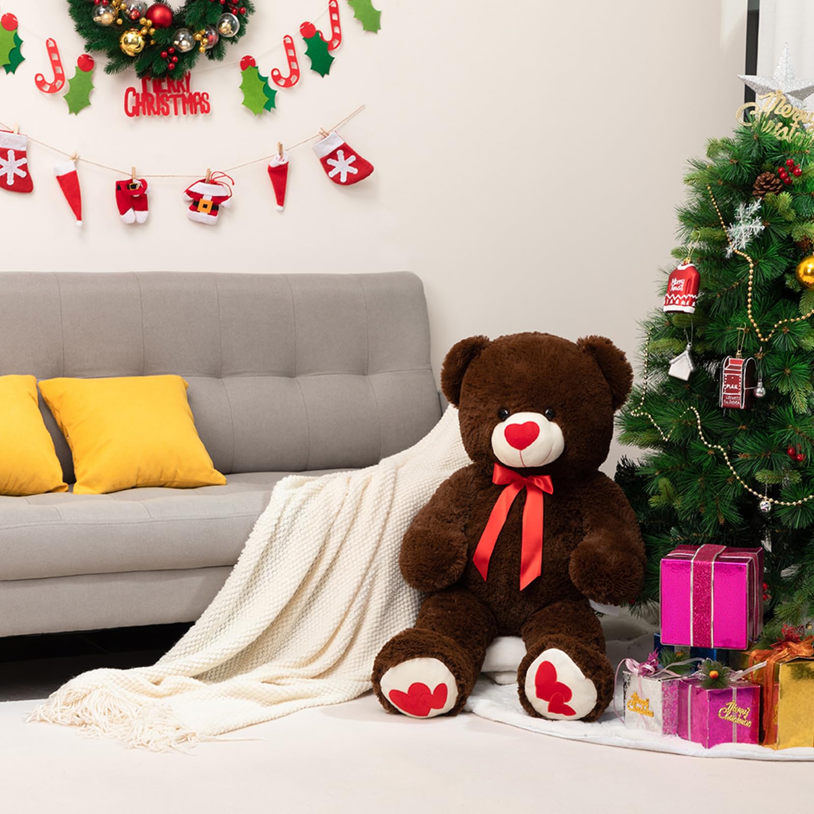 Foto 6 pulgar | Peluche Con Forma De Oso De Peluche Hollyhome, 90 Cm, Con Corazón Rojo - Venta Internacional.
