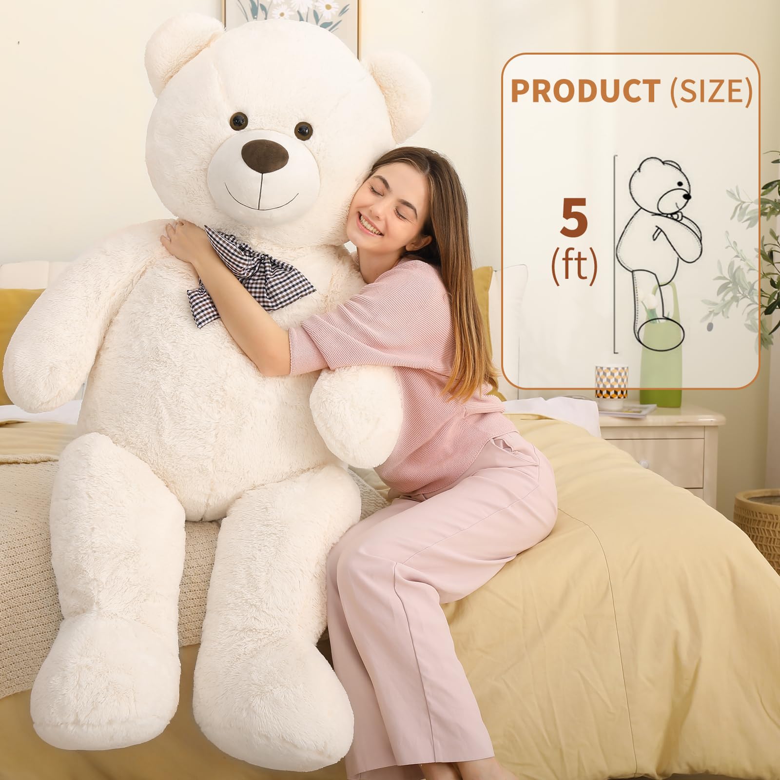 Foto 4 pulgar | Peluche Mao Golan, Oso De Peluche Gigante Blanco, 150 Cm - Venta Internacional.