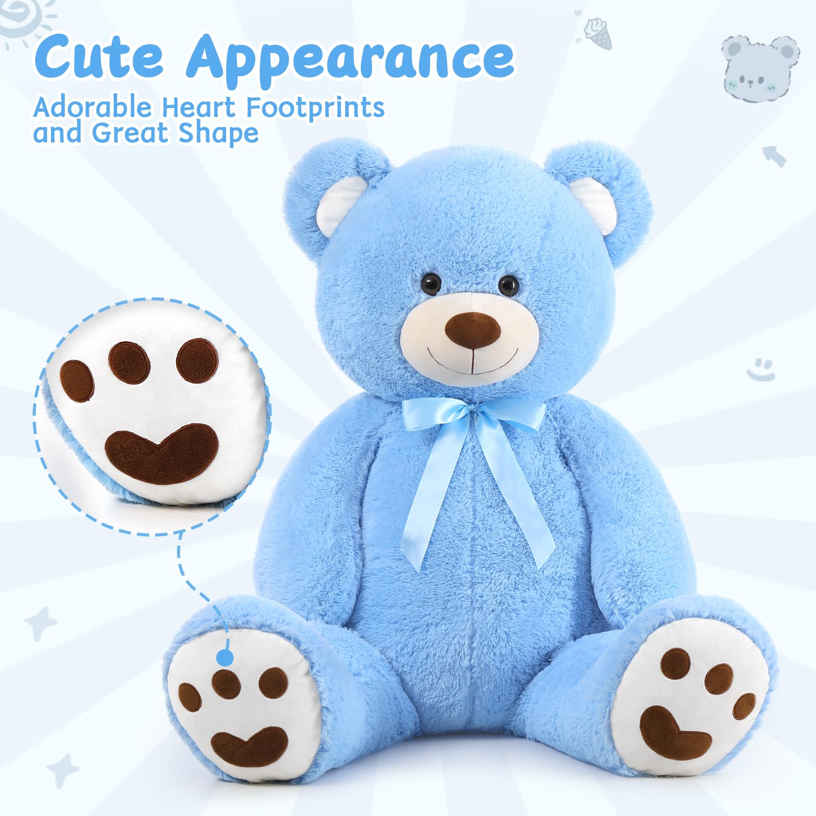 Foto 6 pulgar | Peluche Morismos, Oso De Peluche Gigante, 120 Cm, Color Azul - Venta Internacional.