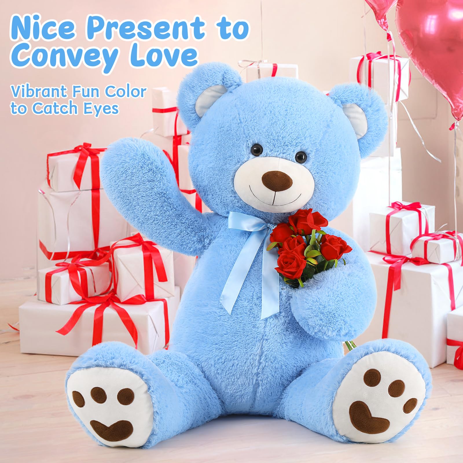 Foto 6 | Peluche Morismos, Oso De Peluche Gigante, 120 Cm, Color Azul - Venta Internacional.