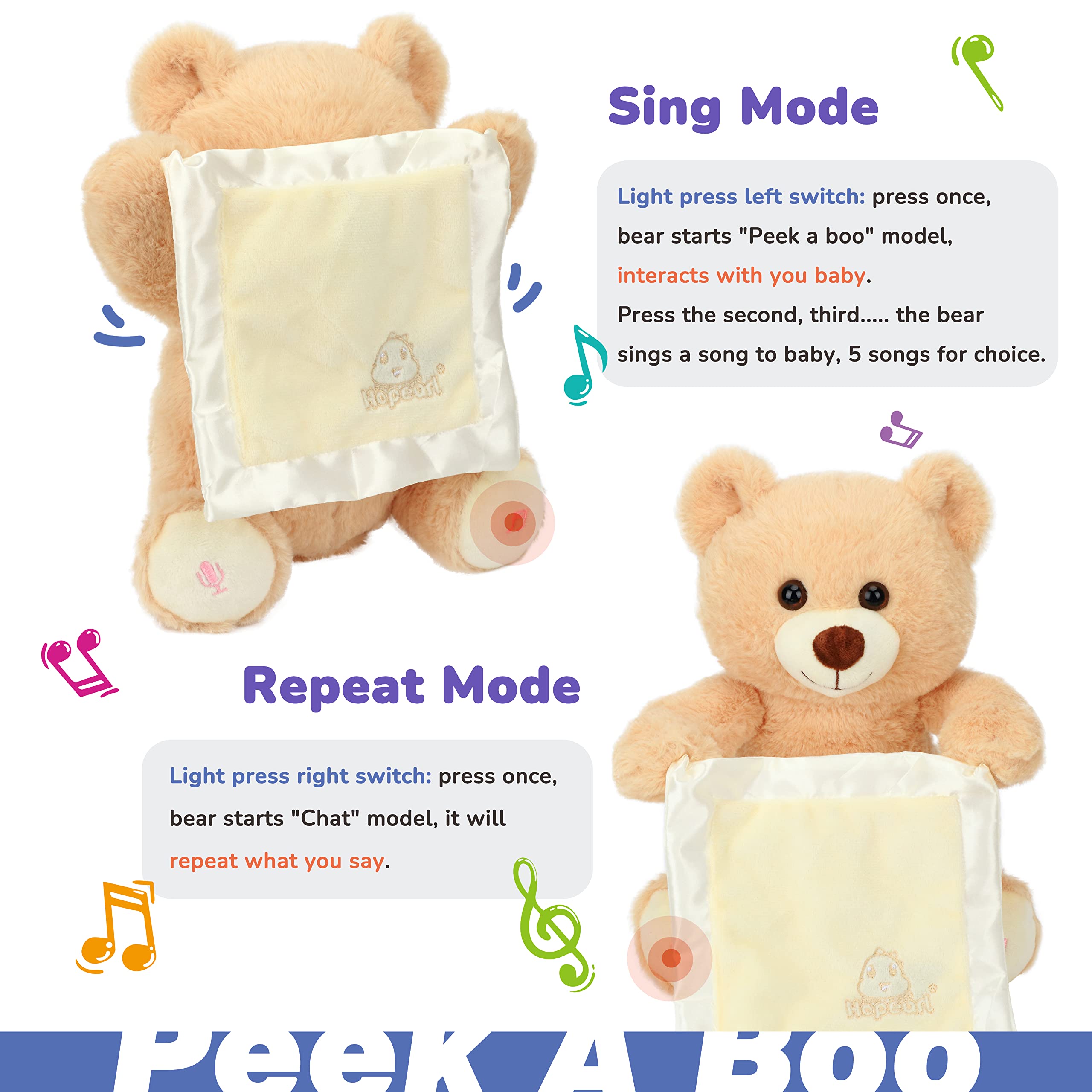 Foto 5 pulgar | Oso De Peluche Hopearl Peek A Boo Con Manta De Seguridad De 28 Cm - Venta Internacional.