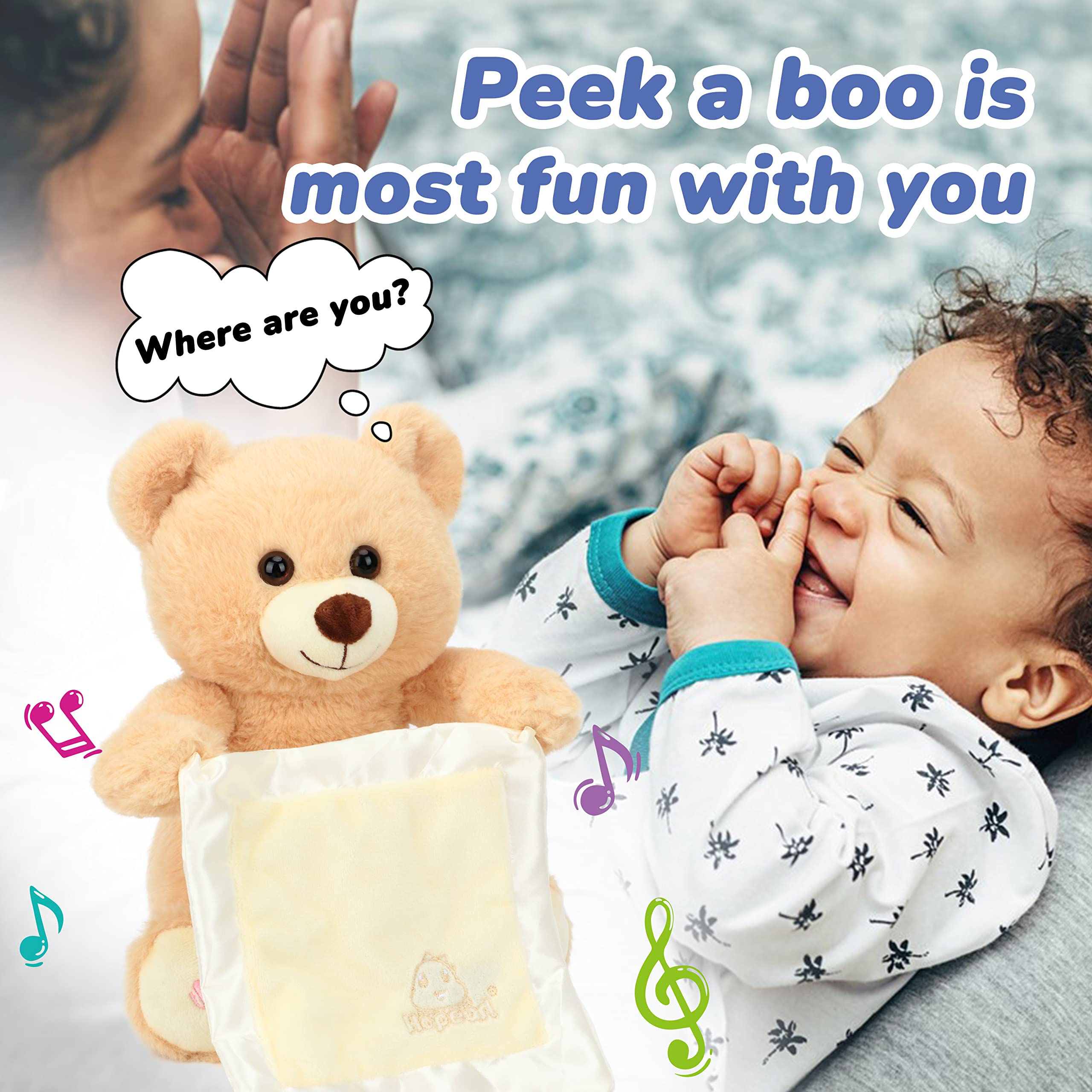 Foto 6 pulgar | Oso De Peluche Hopearl Peek A Boo Con Manta De Seguridad De 28 Cm - Venta Internacional.