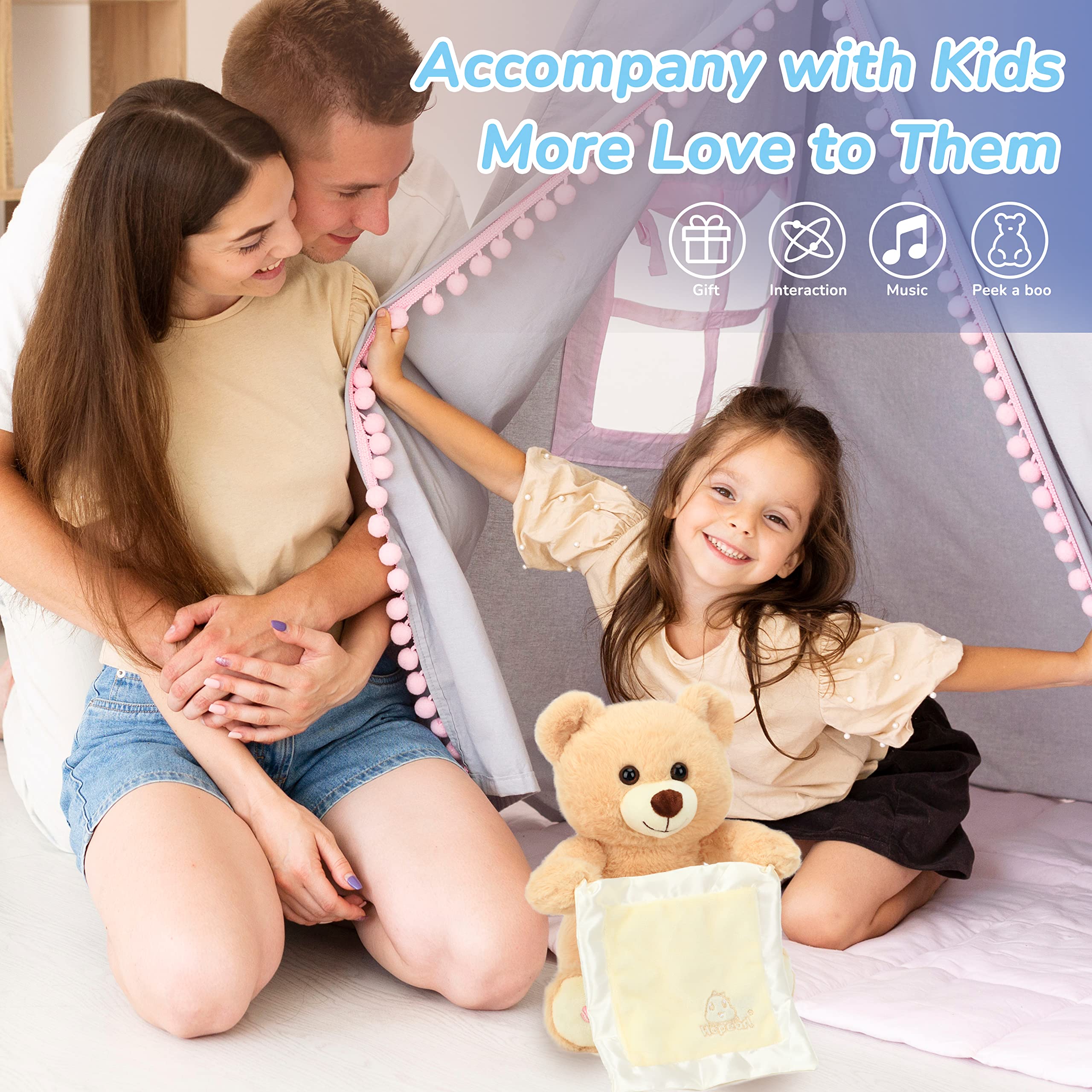 Foto 7 pulgar | Oso De Peluche Hopearl Peek A Boo Con Manta De Seguridad De 28 Cm - Venta Internacional.