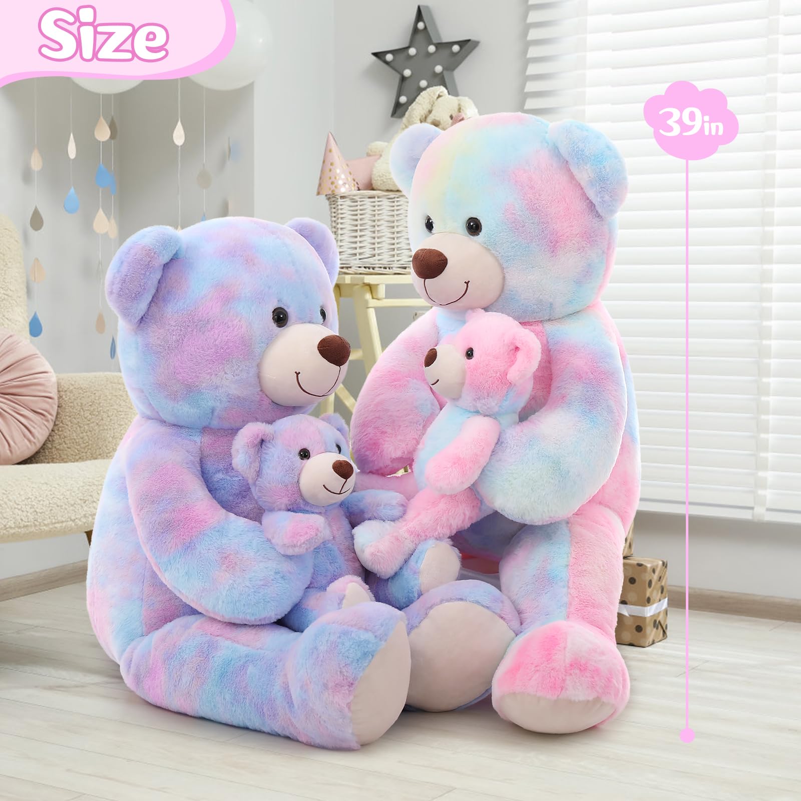 Foto 3 pulgar | Oso De Peluche Gigante Tezituor De 99 Cm Con Bebé Morado - Venta Internacional.