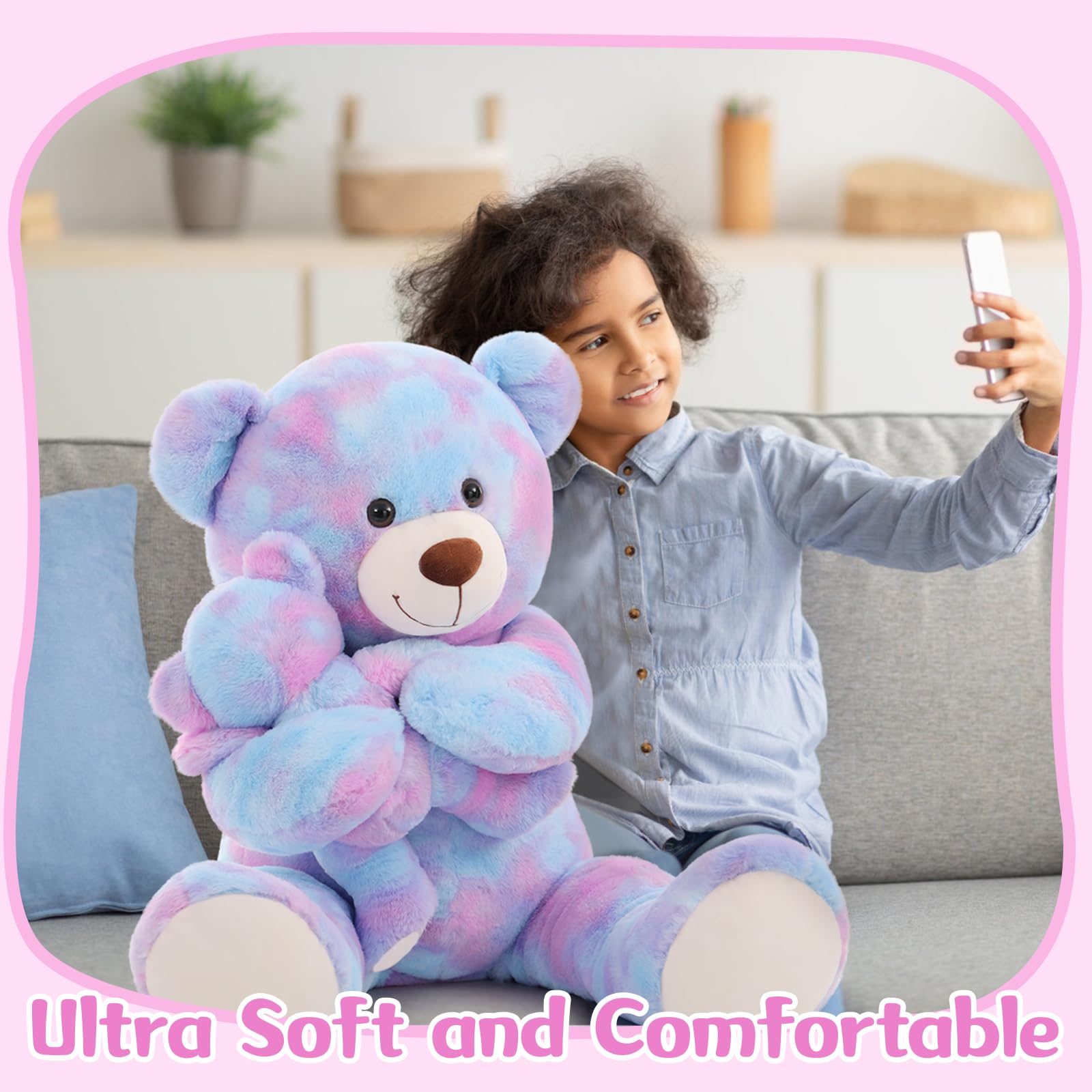 Foto 5 pulgar | Oso De Peluche Gigante Tezituor De 99 Cm Con Bebé Morado - Venta Internacional.