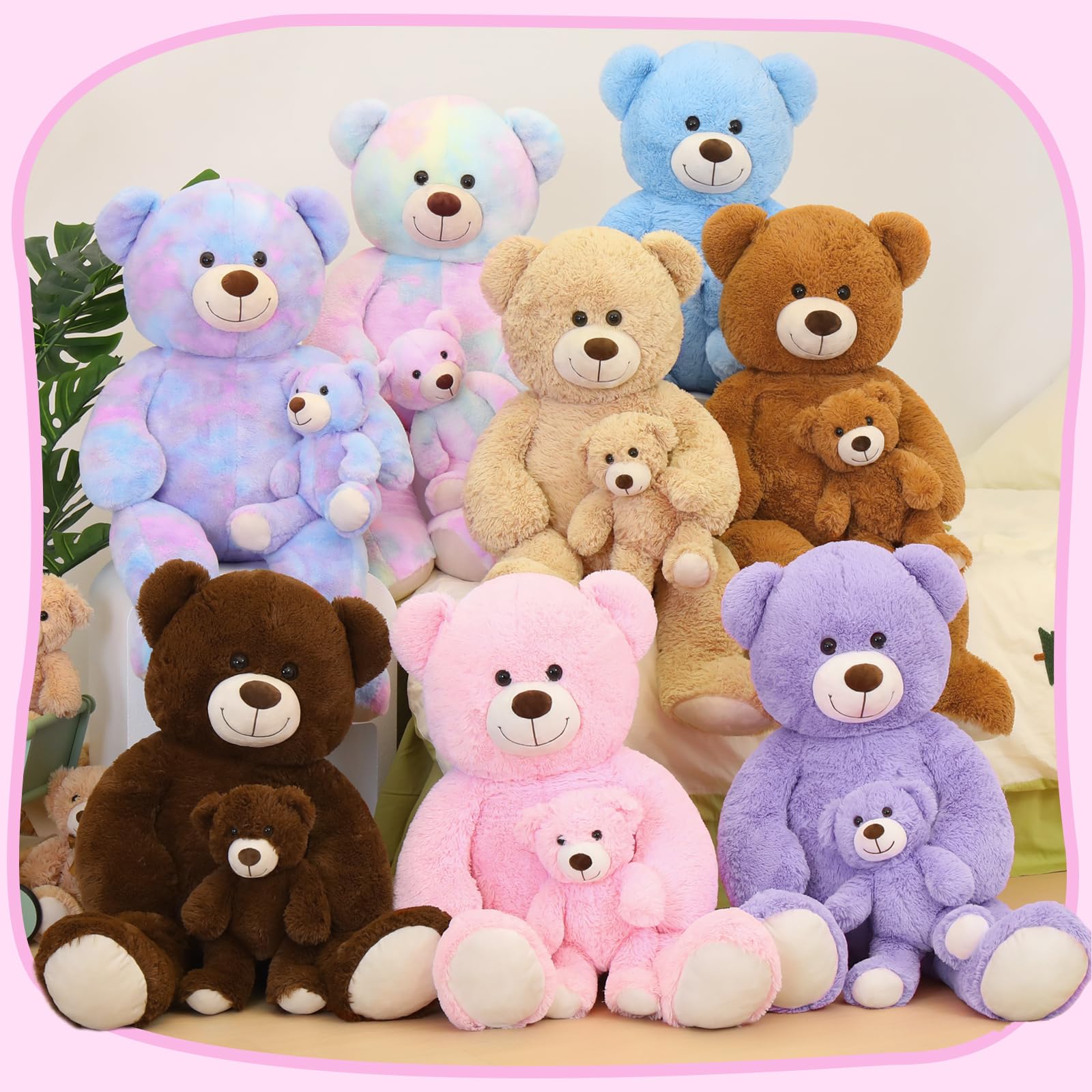 Foto 8 pulgar | Oso De Peluche Gigante Tezituor De 99 Cm Con Bebé Morado - Venta Internacional.