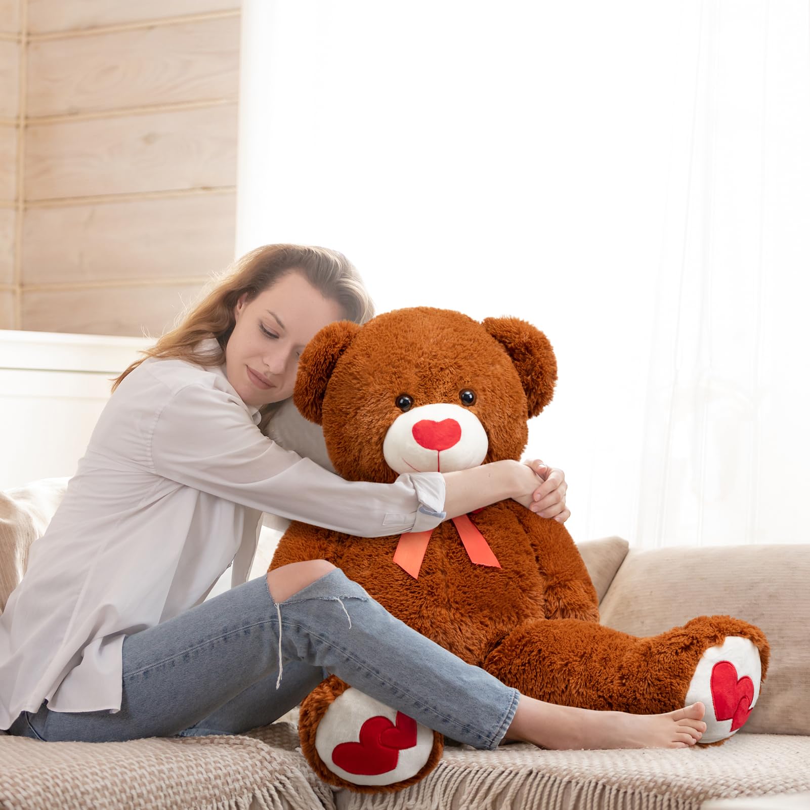 Foto 4 pulgar | Peluche Con Forma De Oso De Peluche Hollyhome, 90 Cm, Con Corazón Rojo - Venta Internacional.