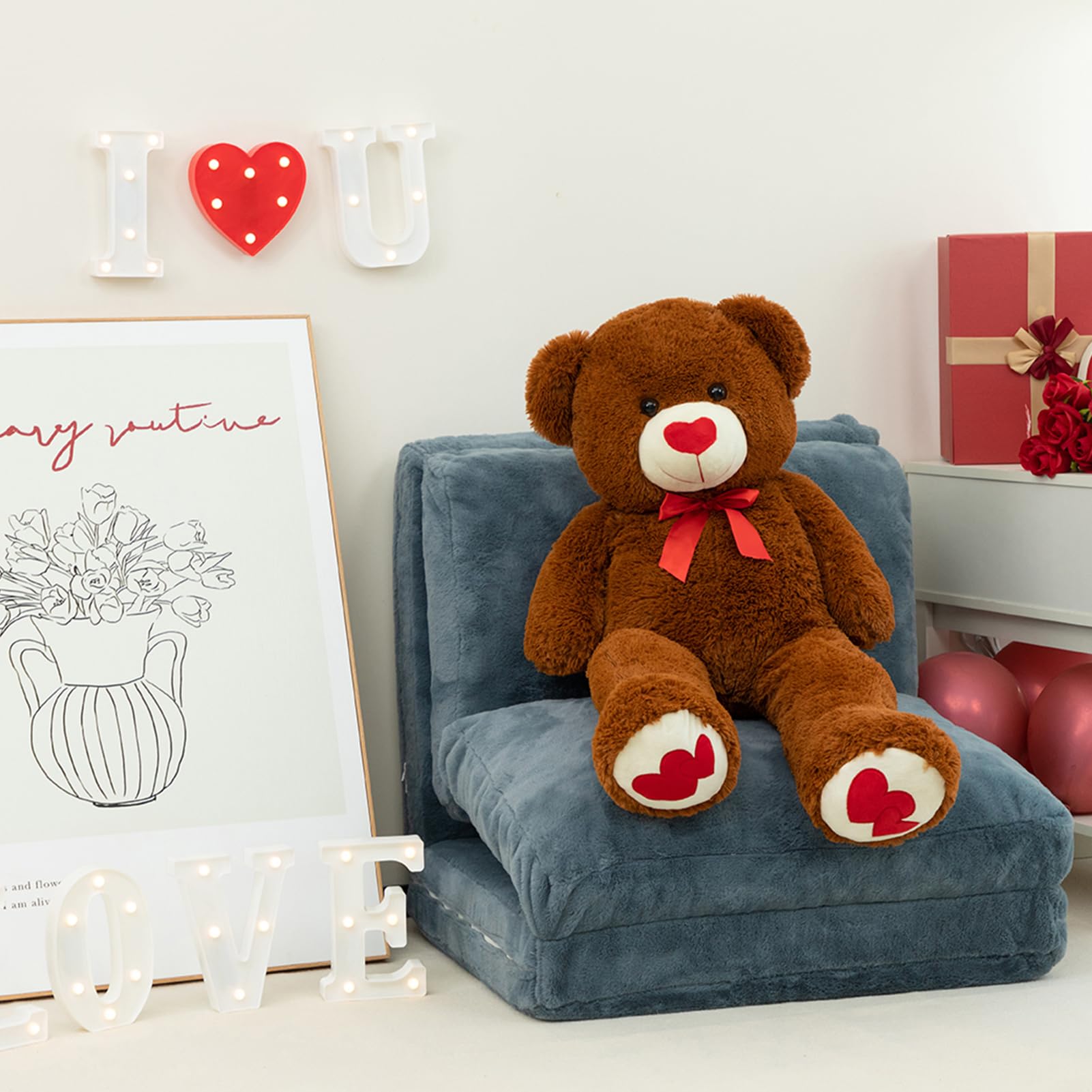 Foto 5 pulgar | Peluche Con Forma De Oso De Peluche Hollyhome, 90 Cm, Con Corazón Rojo - Venta Internacional.