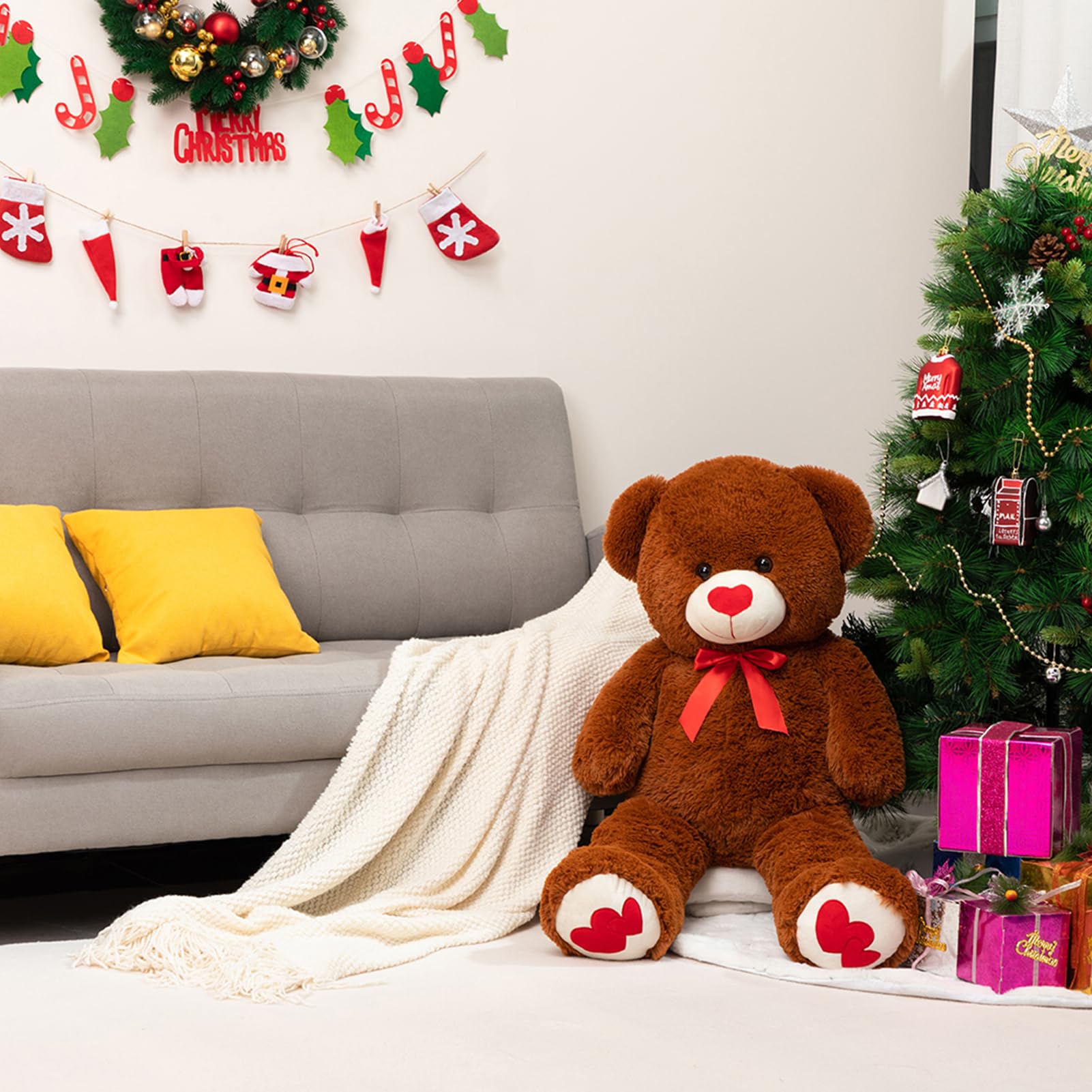 Foto 6 pulgar | Peluche Con Forma De Oso De Peluche Hollyhome, 90 Cm, Con Corazón Rojo - Venta Internacional.