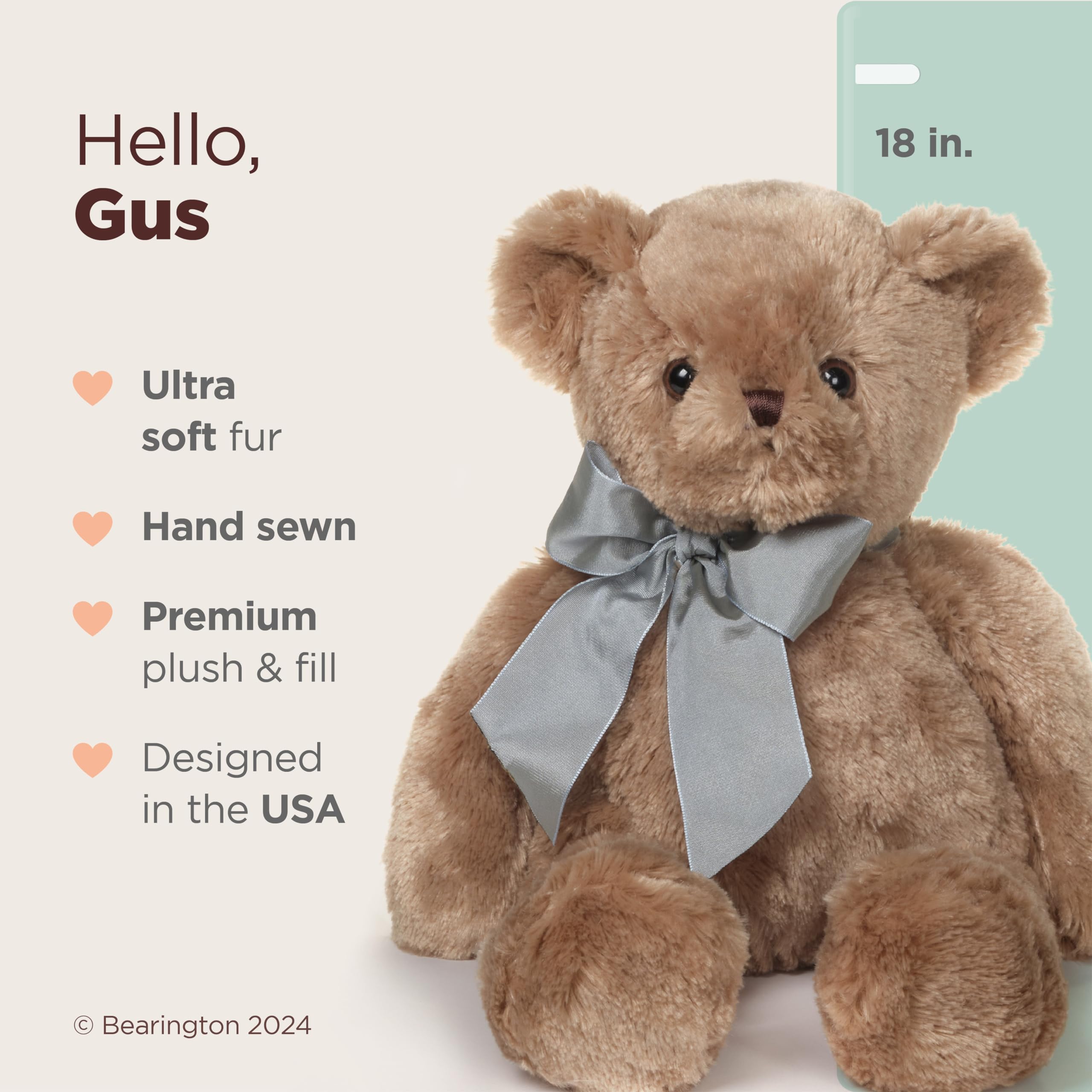 Foto 3 pulgar | Peluche Bearington Gus De 45 Cm Con Forma De Oso De Peluche, Color Verde - Venta Internacional.