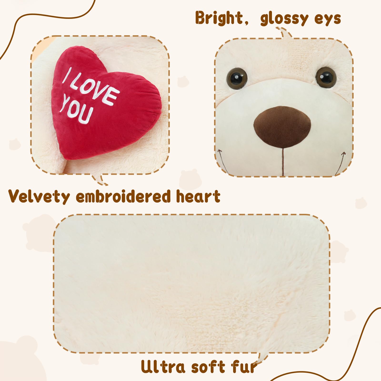 Foto 5 pulgar | Oso De Peluche Mao Golan, Tamaño Grande, 152 Cm De Alto, Con La Letra «te Quiero», Corazón Rojo - Venta Internacional.