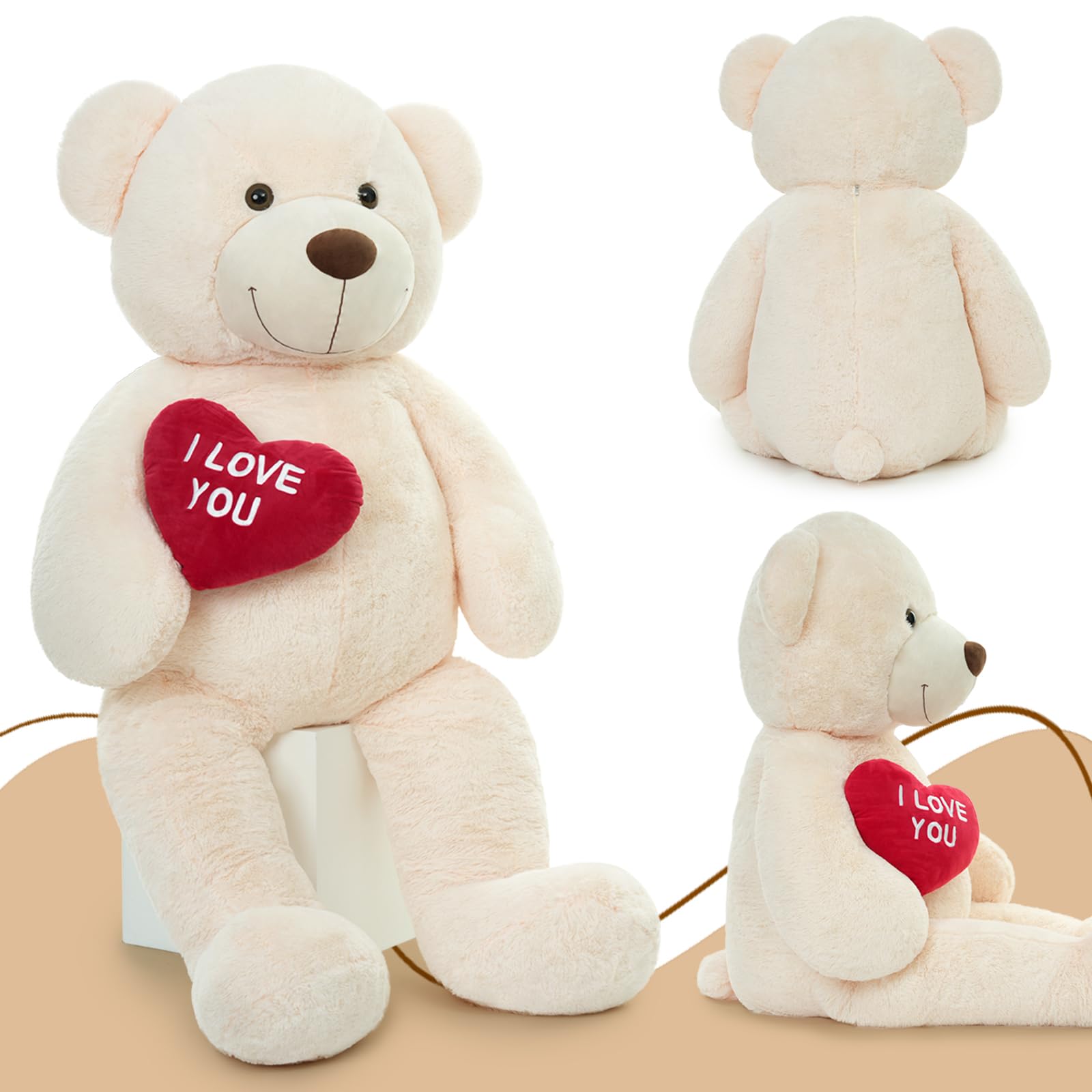 Foto 6 pulgar | Oso De Peluche Mao Golan, Tamaño Grande, 152 Cm De Alto, Con La Letra «te Quiero», Corazón Rojo - Venta Internacional.