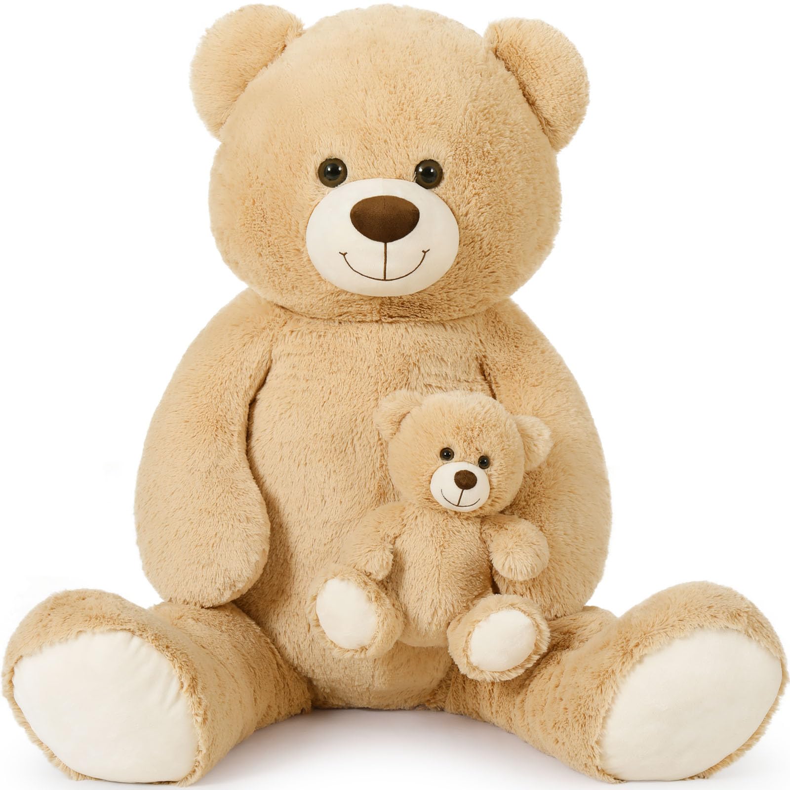 Oso De Peluche Gigante Tezituor De 130 Cm Con Bebé De Color Marrón Claro - Venta Internacional.
