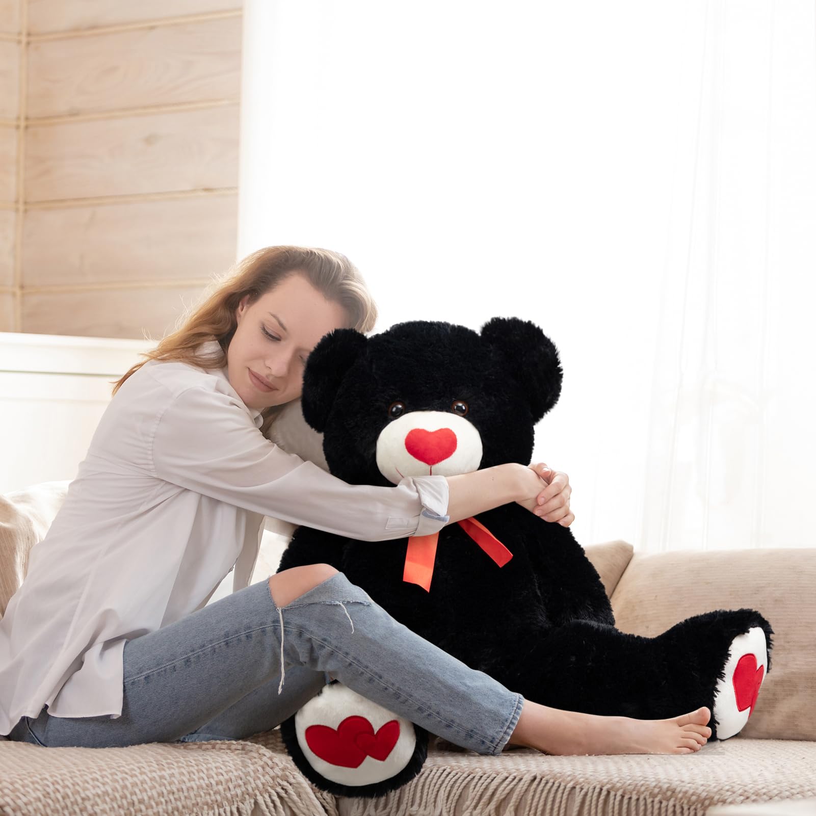 Foto 3 pulgar | Peluche Con Forma De Oso De Peluche Hollyhome, 90 Cm, Con Corazón Rojo - Venta Internacional.