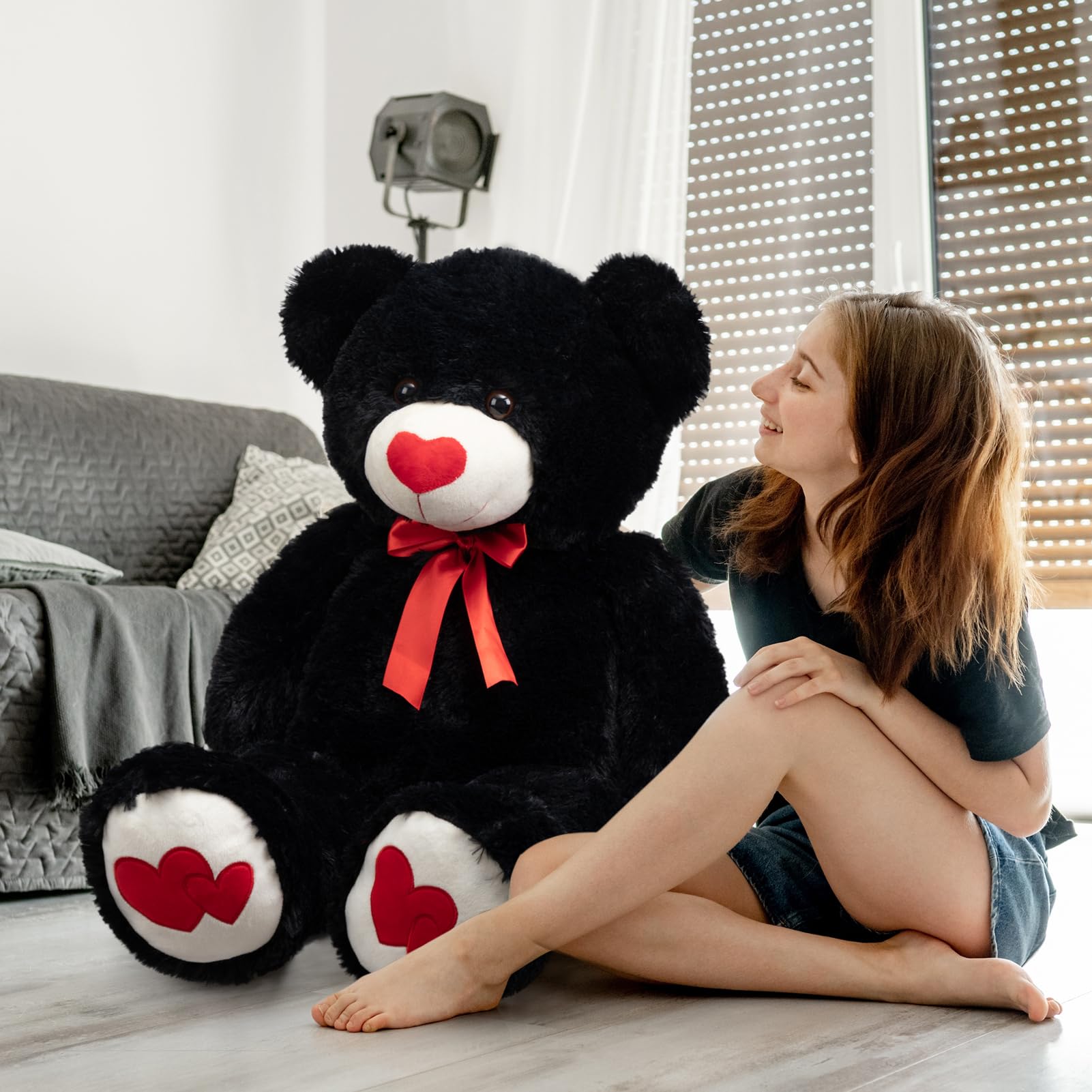 Foto 4 pulgar | Peluche Con Forma De Oso De Peluche Hollyhome, 90 Cm, Con Corazón Rojo - Venta Internacional.