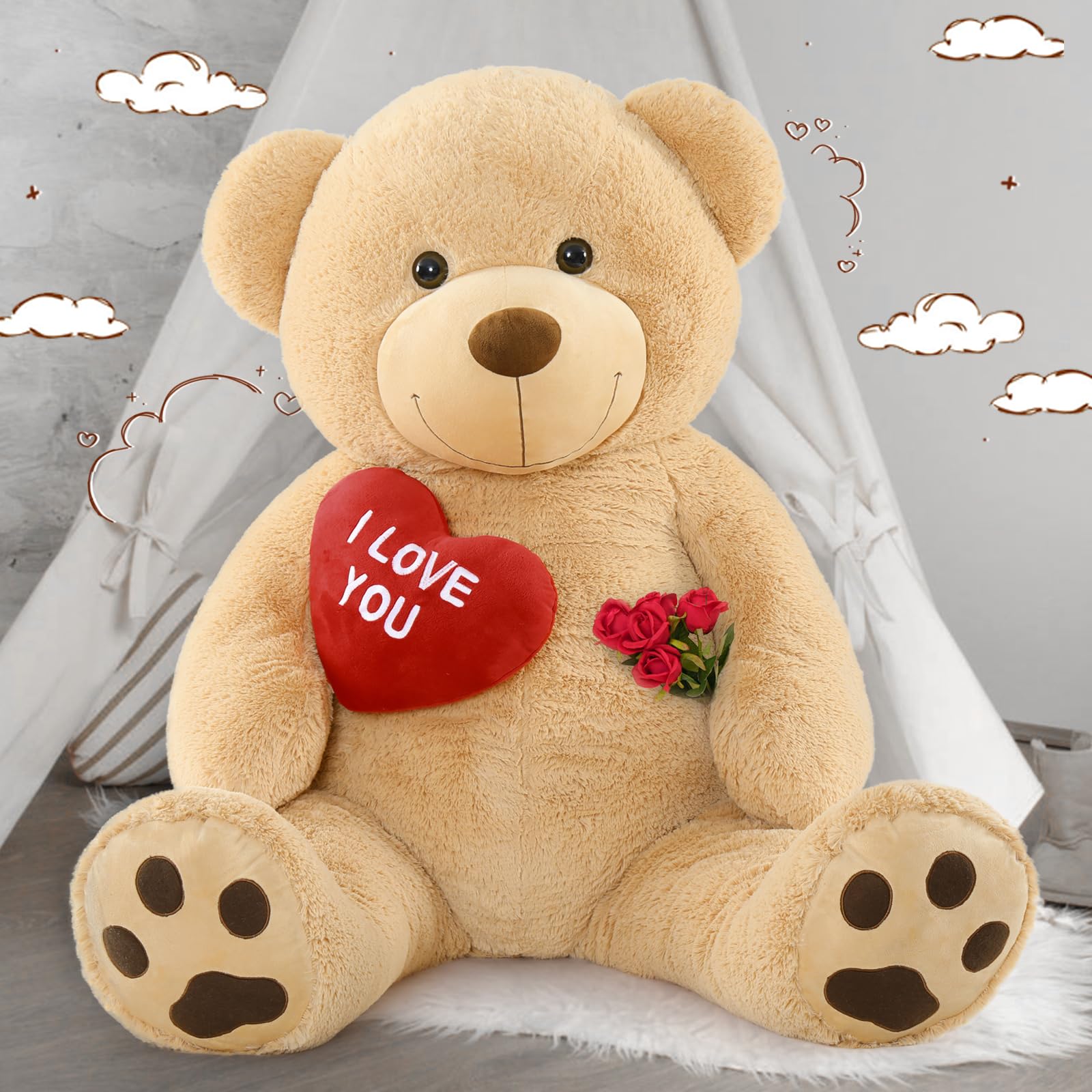 Foto 4 pulgar | Peluche Gigante Mao Golan De 36 Pulgadas Con Texto «te Amo» - Venta Internacional.