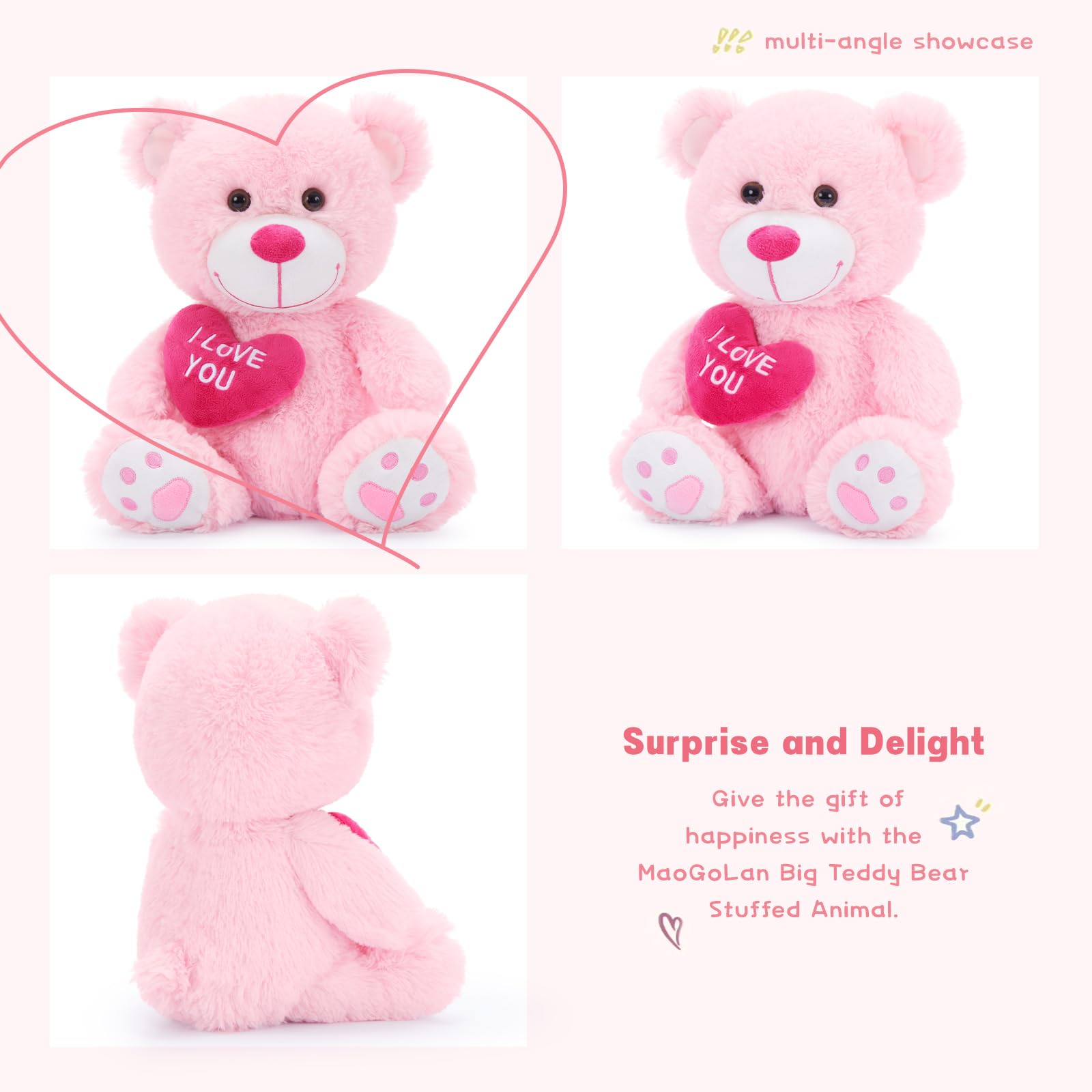 Foto 2 | Oso De Peluche Mao Golan, Pequeño, Con Texto En Forma De «te Quiero», Con Corazón Rojo, 30 Cm - Venta Internacional.