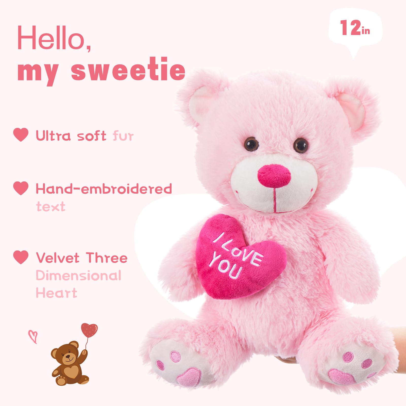 Foto 4 pulgar | Oso De Peluche Mao Golan, Pequeño, Con Texto En Forma De «te Quiero», Con Corazón Rojo, 30 Cm - Venta Internacional.