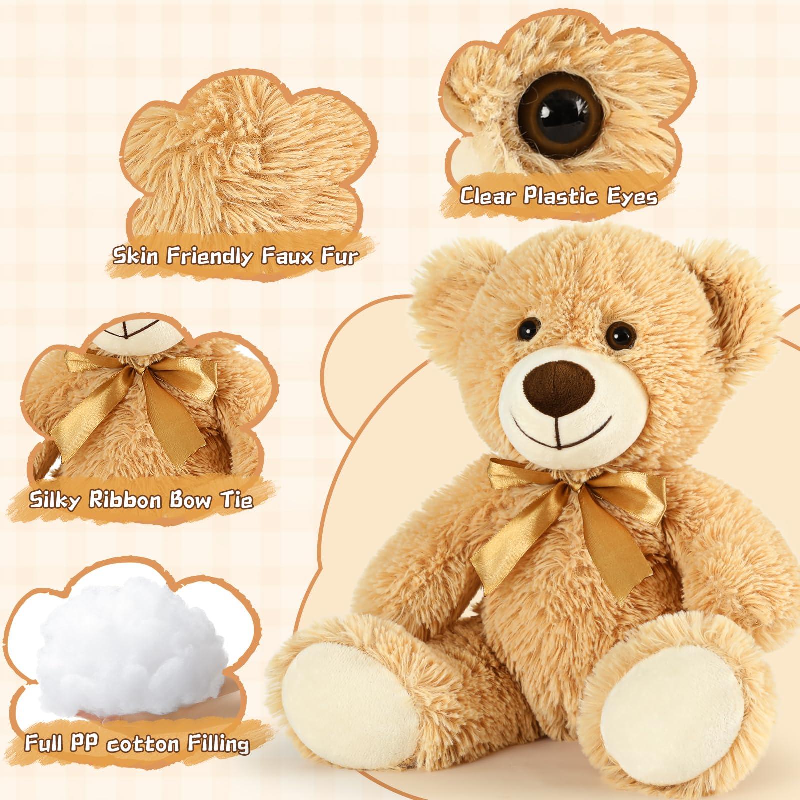 Foto 3 pulgar | Oso De Peluche Morismos, Pequeño A Granel, 16 Paquetes De 35 Cm, Color Marrón Claro - Venta Internacional.