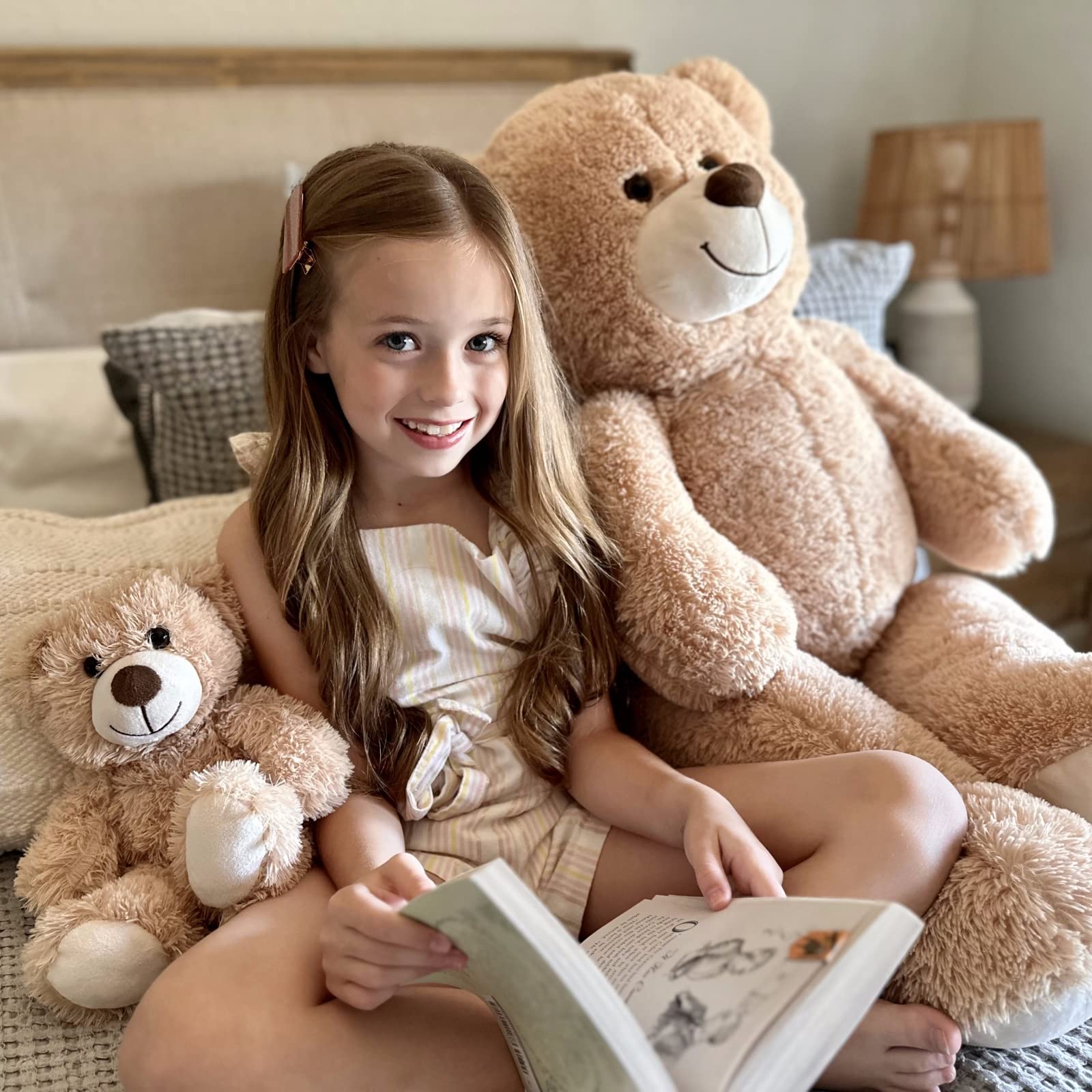 Foto 4 pulgar | Oso De Peluche Gigante Tezituor De 100 Cm Con Bebé De Color Marrón Claro - Venta Internacional.