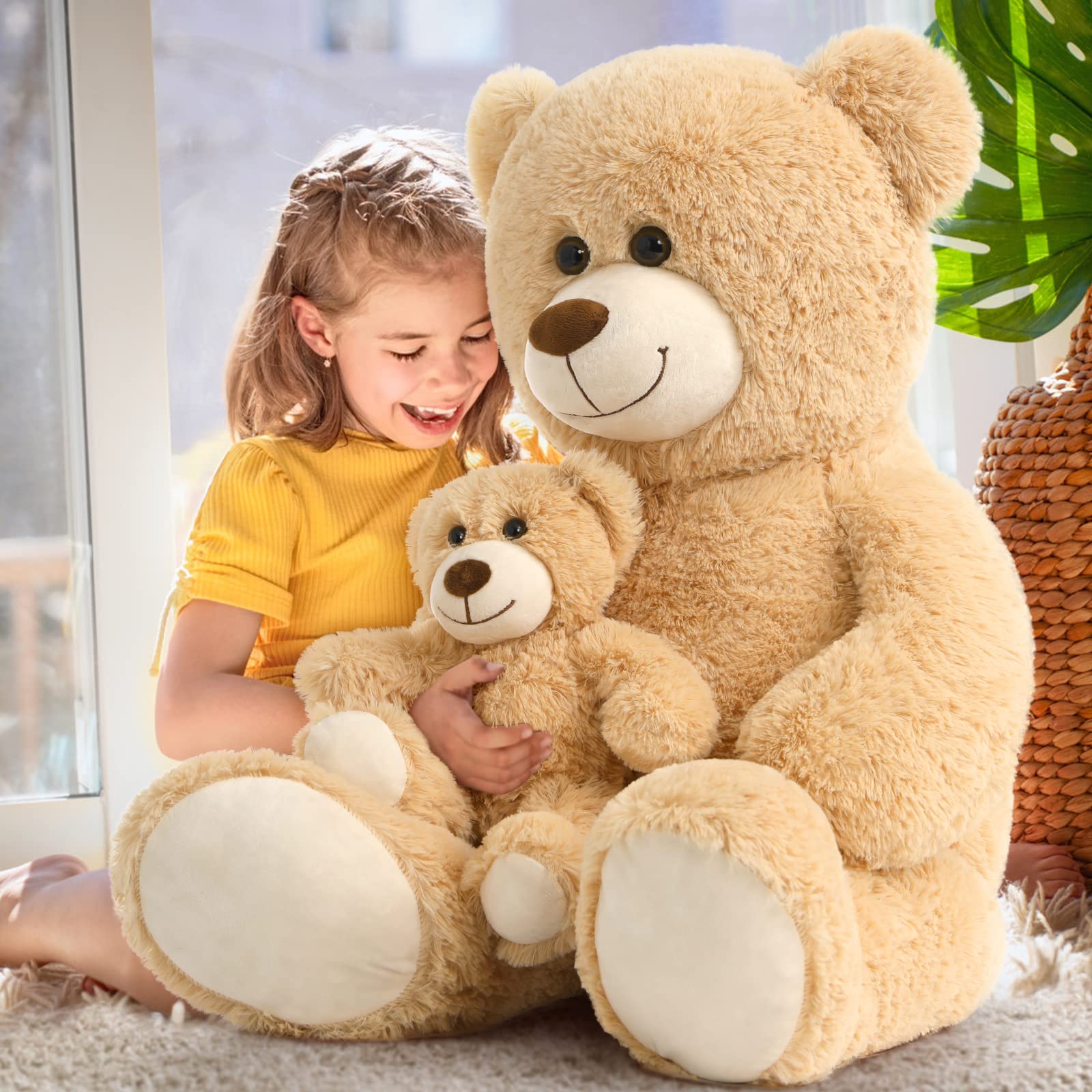 Foto 6 pulgar | Oso De Peluche Gigante Tezituor De 100 Cm Con Bebé De Color Marrón Claro - Venta Internacional.