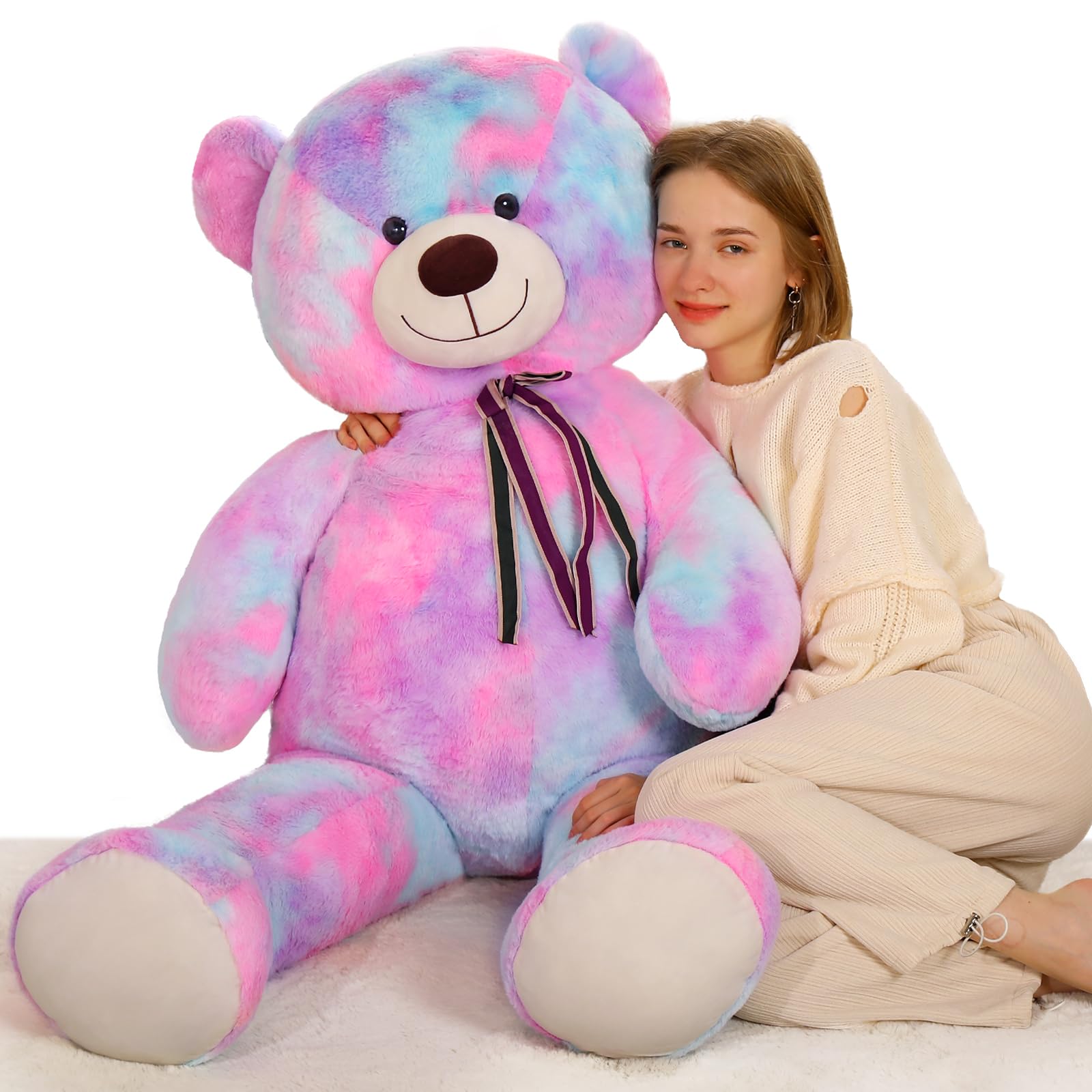 Oso De Peluche Tezituor Big, 150 Cm, Color Morado Arcoíris, Para San Valentín - Venta Internacional.