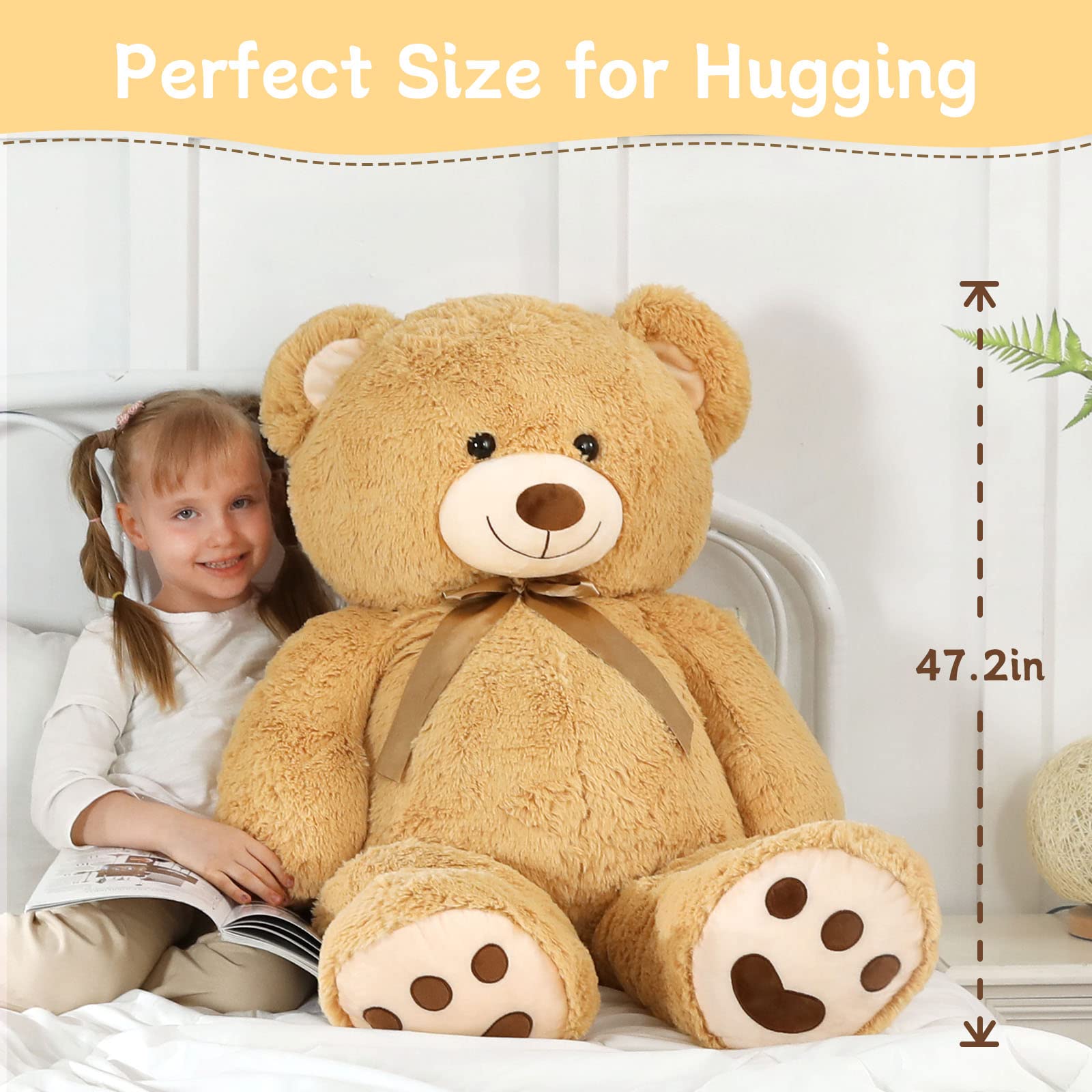 Foto 6 pulgar | Peluche Morismos, Oso De Peluche Gigante, 120 Cm, Color Marrón Claro - Venta Internacional.