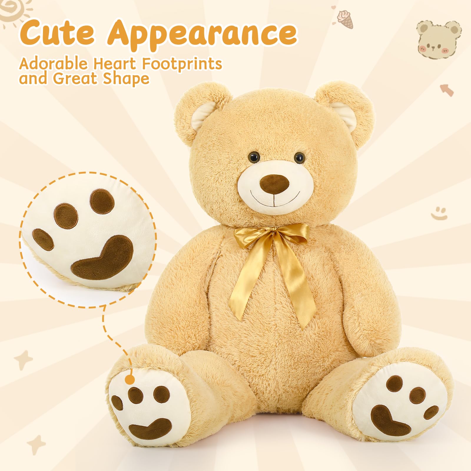 Foto 7 | Peluche Morismos, Oso De Peluche Gigante, 120 Cm, Color Marrón Claro - Venta Internacional.
