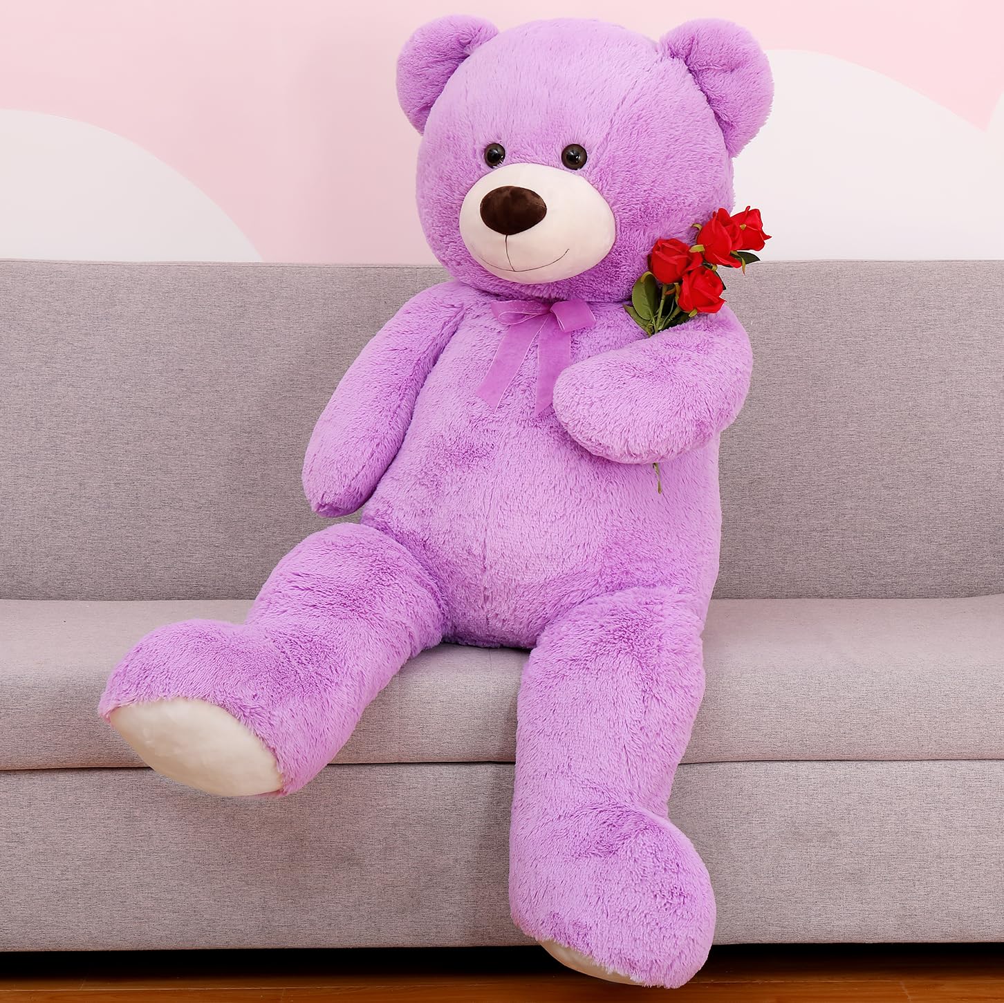 Foto 3 pulgar | Peluche Morismos, Oso De Peluche Gigante, 130 Cm, Color Morado - Venta Internacional.