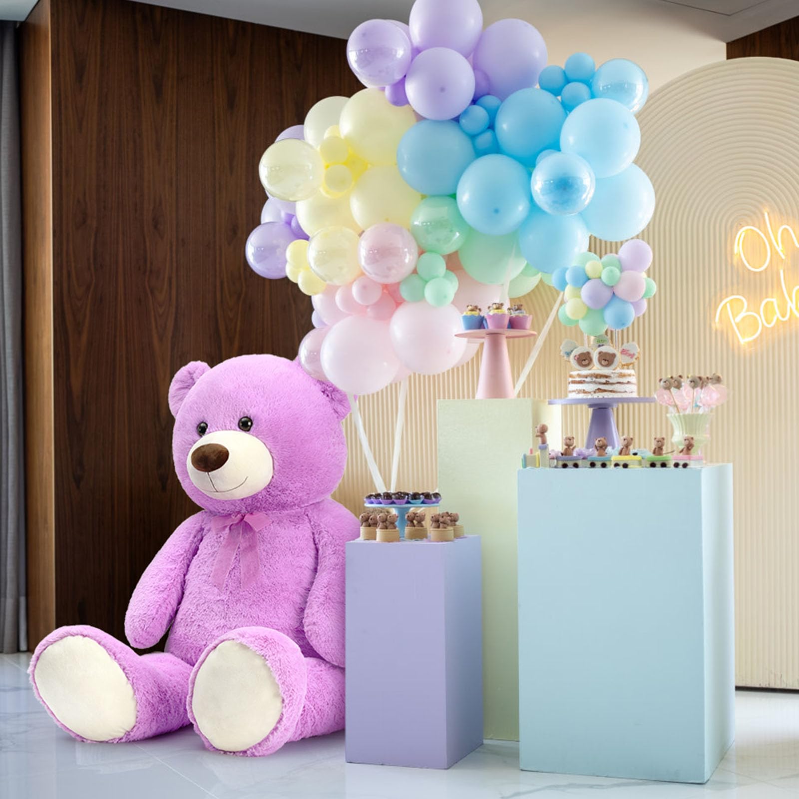 Foto 4 pulgar | Peluche Morismos, Oso De Peluche Gigante, 130 Cm, Color Morado - Venta Internacional.