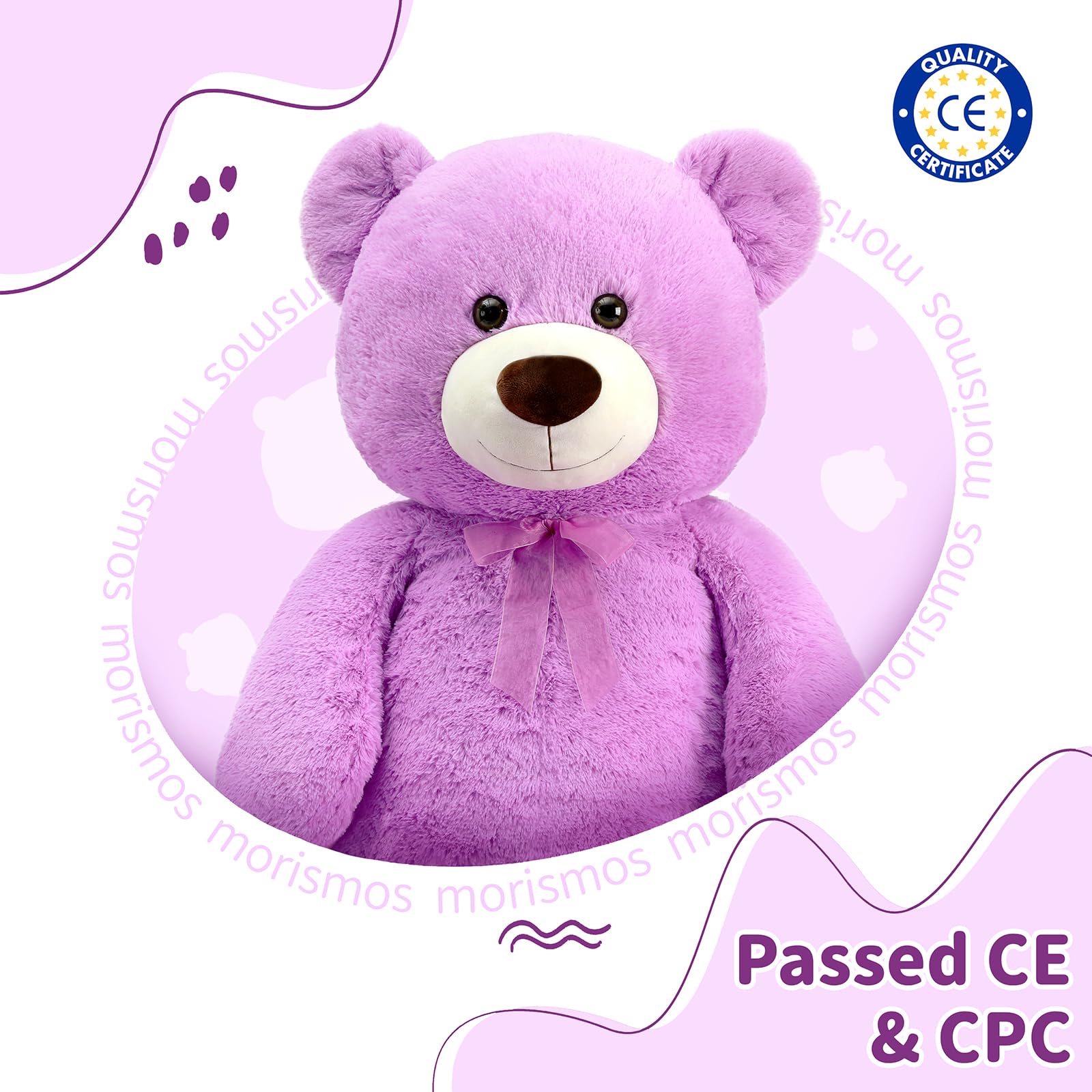 Foto 6 pulgar | Peluche Morismos, Oso De Peluche Gigante, 130 Cm, Color Morado - Venta Internacional.
