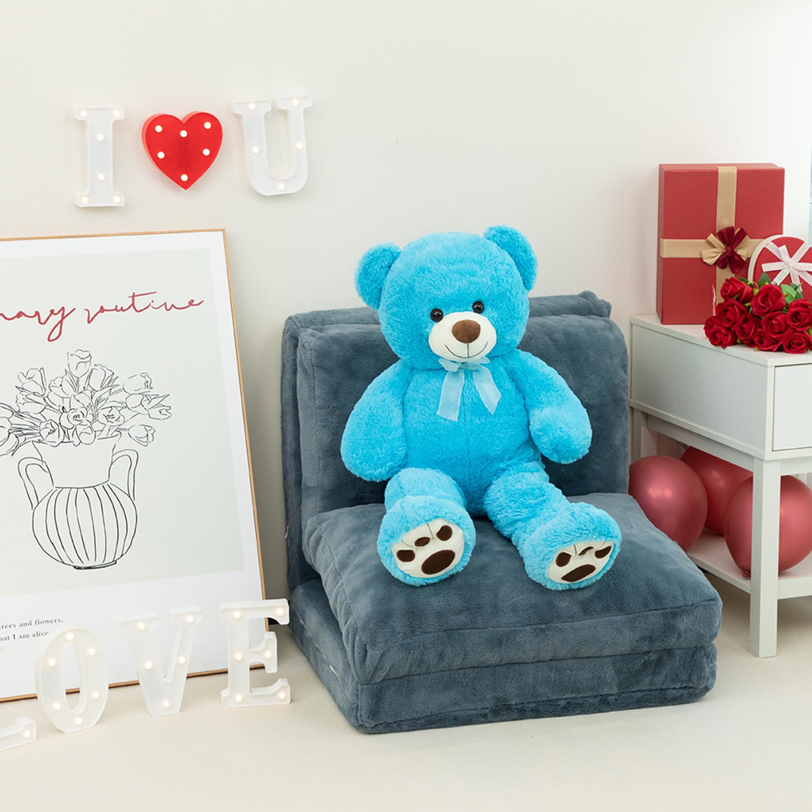 Foto 3 pulgar | Oso De Peluche Hollyhome De 90 Cm, Color Azul Lago, Para Niños - Venta Internacional.