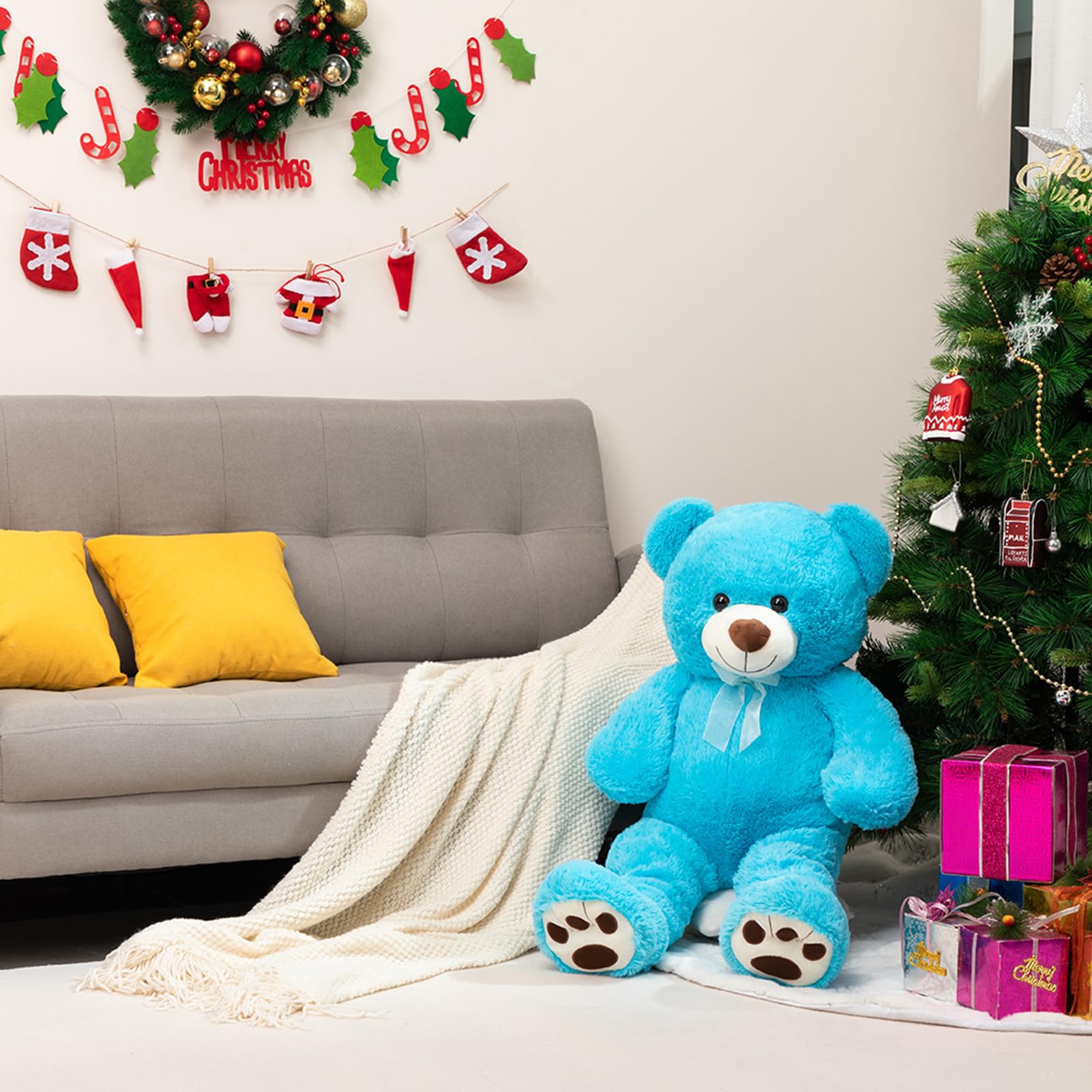 Foto 4 pulgar | Oso De Peluche Hollyhome De 90 Cm, Color Azul Lago, Para Niños - Venta Internacional.