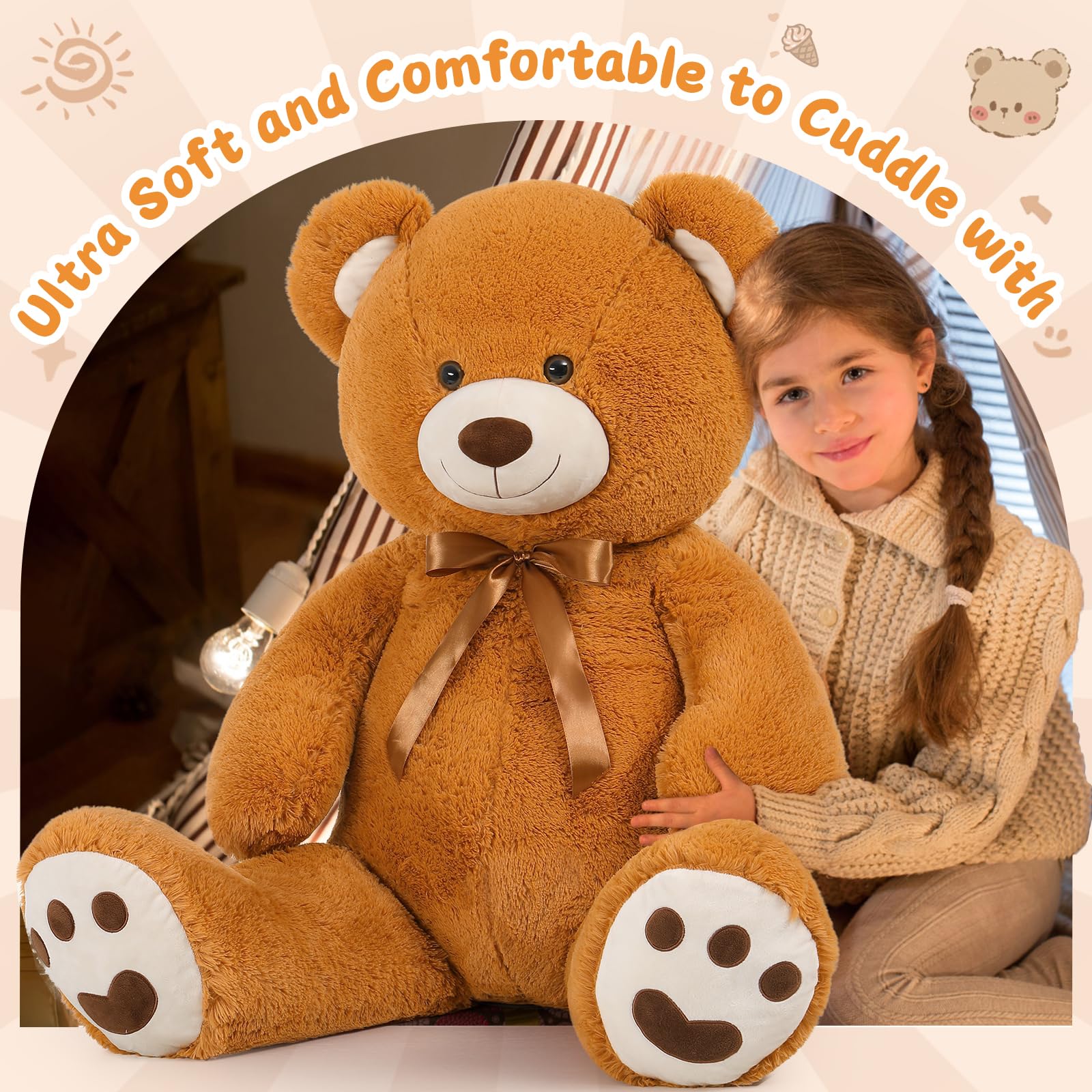 Foto 4 pulgar | Peluche Morismos, Oso De Peluche Gigante, 120 Cm, Color Marrón - Venta Internacional.