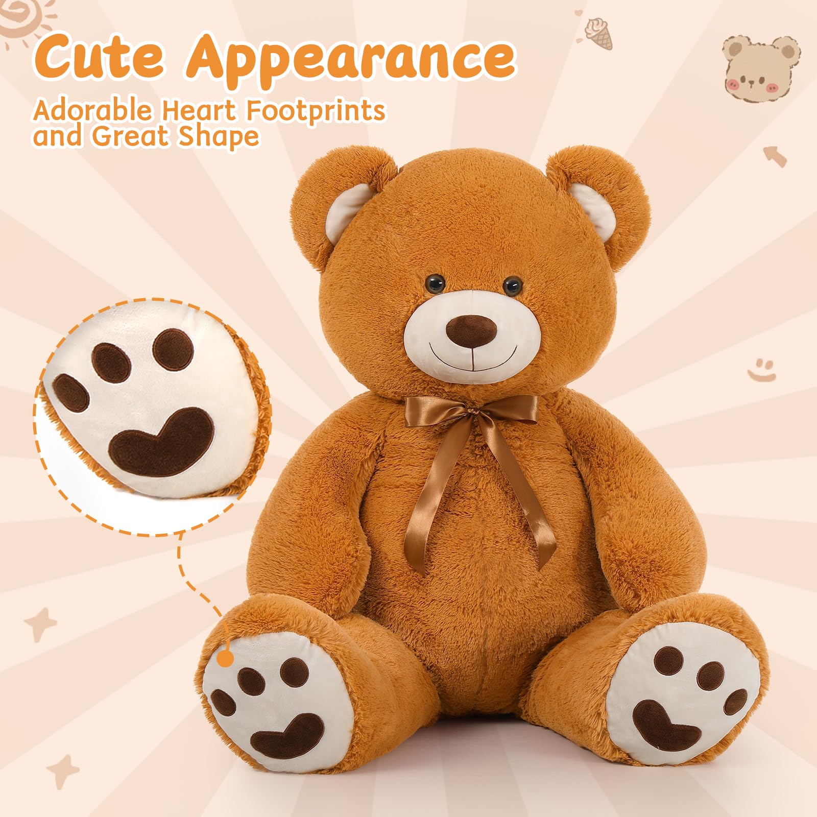 Foto 5 pulgar | Peluche Morismos, Oso De Peluche Gigante, 120 Cm, Color Marrón - Venta Internacional.