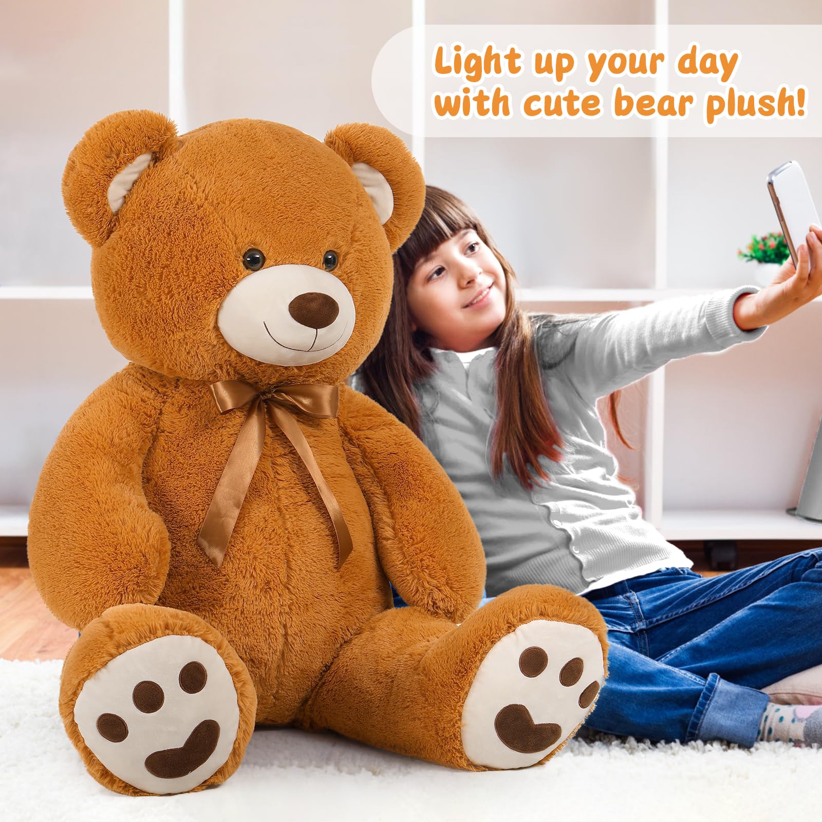 Foto 7 pulgar | Peluche Morismos, Oso De Peluche Gigante, 120 Cm, Color Marrón - Venta Internacional.