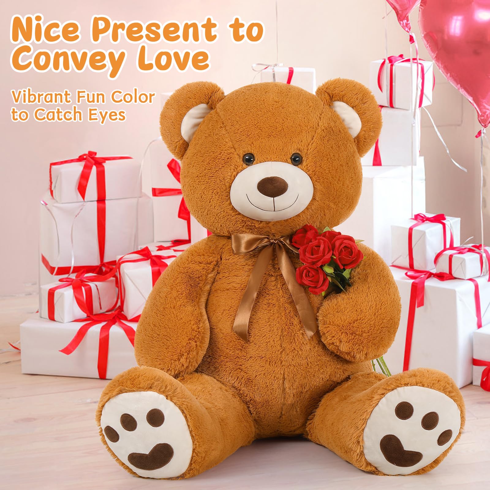 Foto 7 | Peluche Morismos, Oso De Peluche Gigante, 120 Cm, Color Marrón - Venta Internacional.