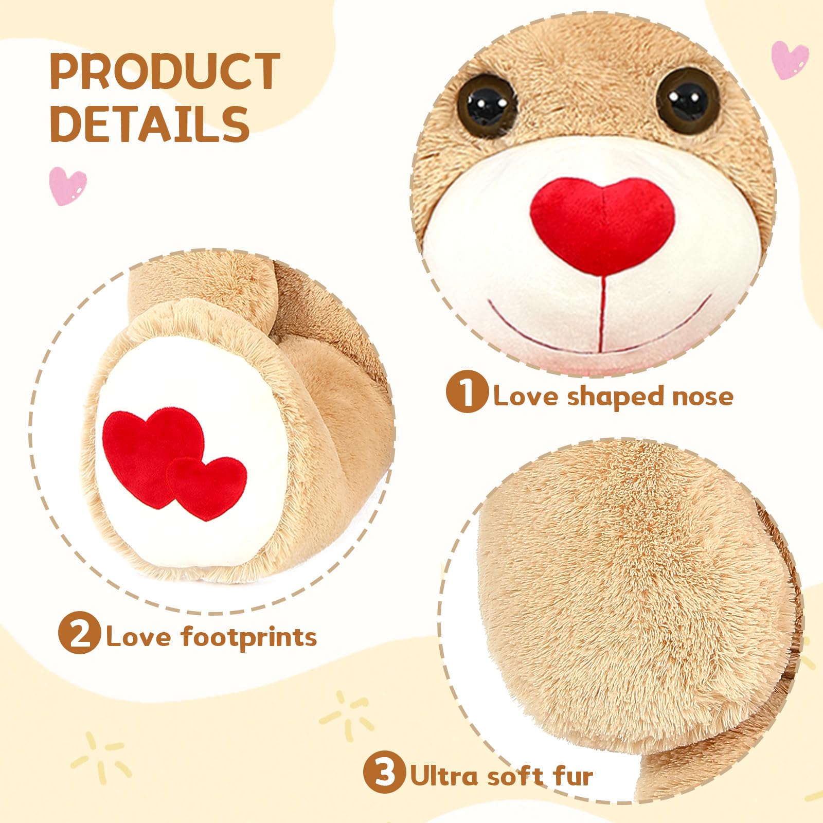 Foto 5 | Oso De Peluche Mao Golan, Tamaño Grande, 42 Cm, Marrón Gigante, Con Corazón - Venta Internacional.