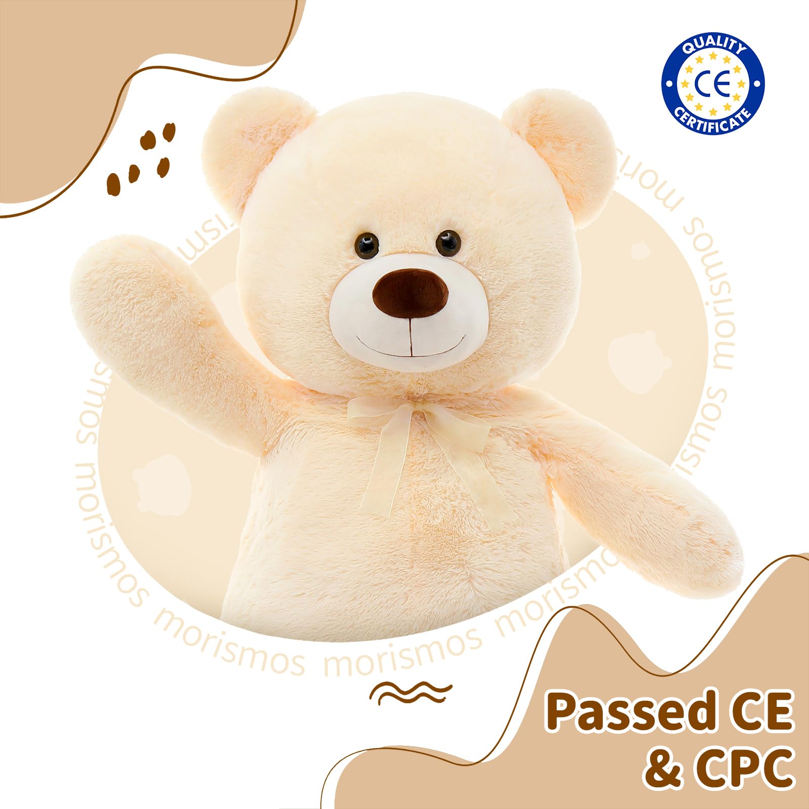 Foto 7 pulgar | Oso De Peluche Morismos Giant 130 Cm, Color Beige, Para Niños - Venta Internacional.