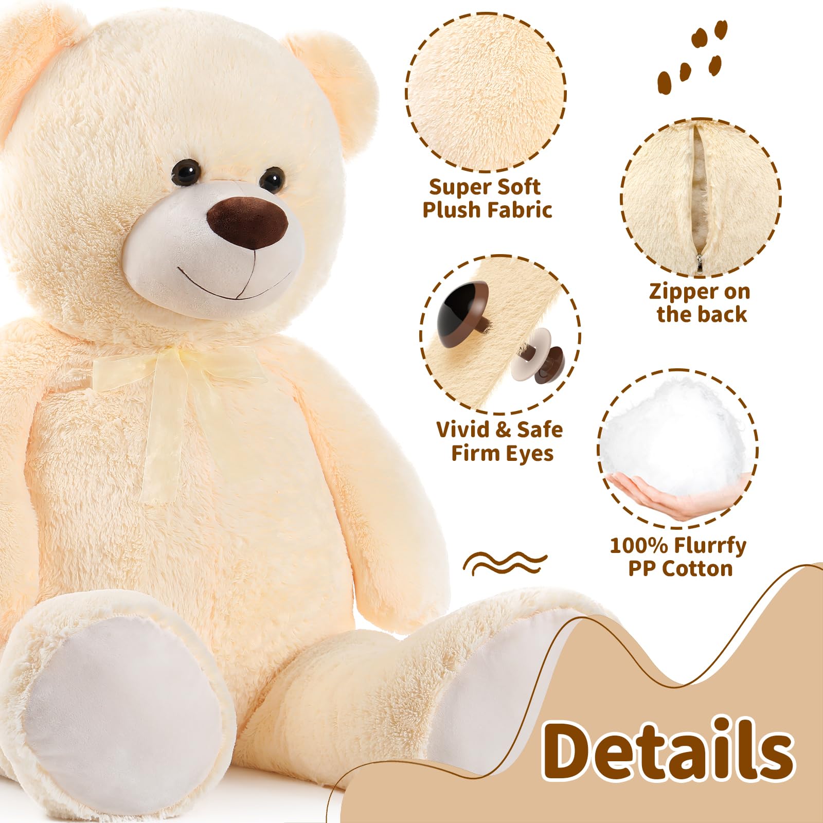 Foto 7 | Oso De Peluche Morismos Giant 130 Cm, Color Beige, Para Niños - Venta Internacional.