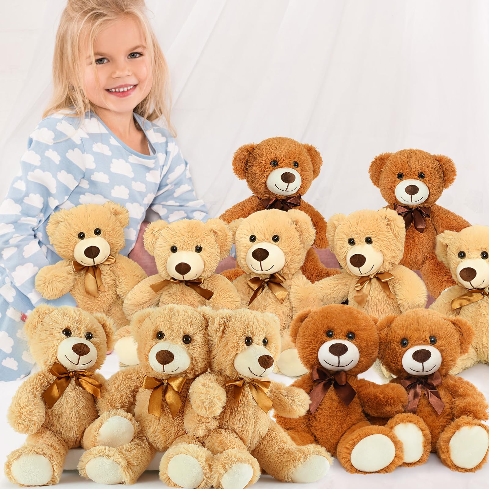 Foto 2 | Oso De Peluche Tezituor, 14 Pulgadas, A Granel, 8 Paquetes, Claro/oscuro - Venta Internacional.