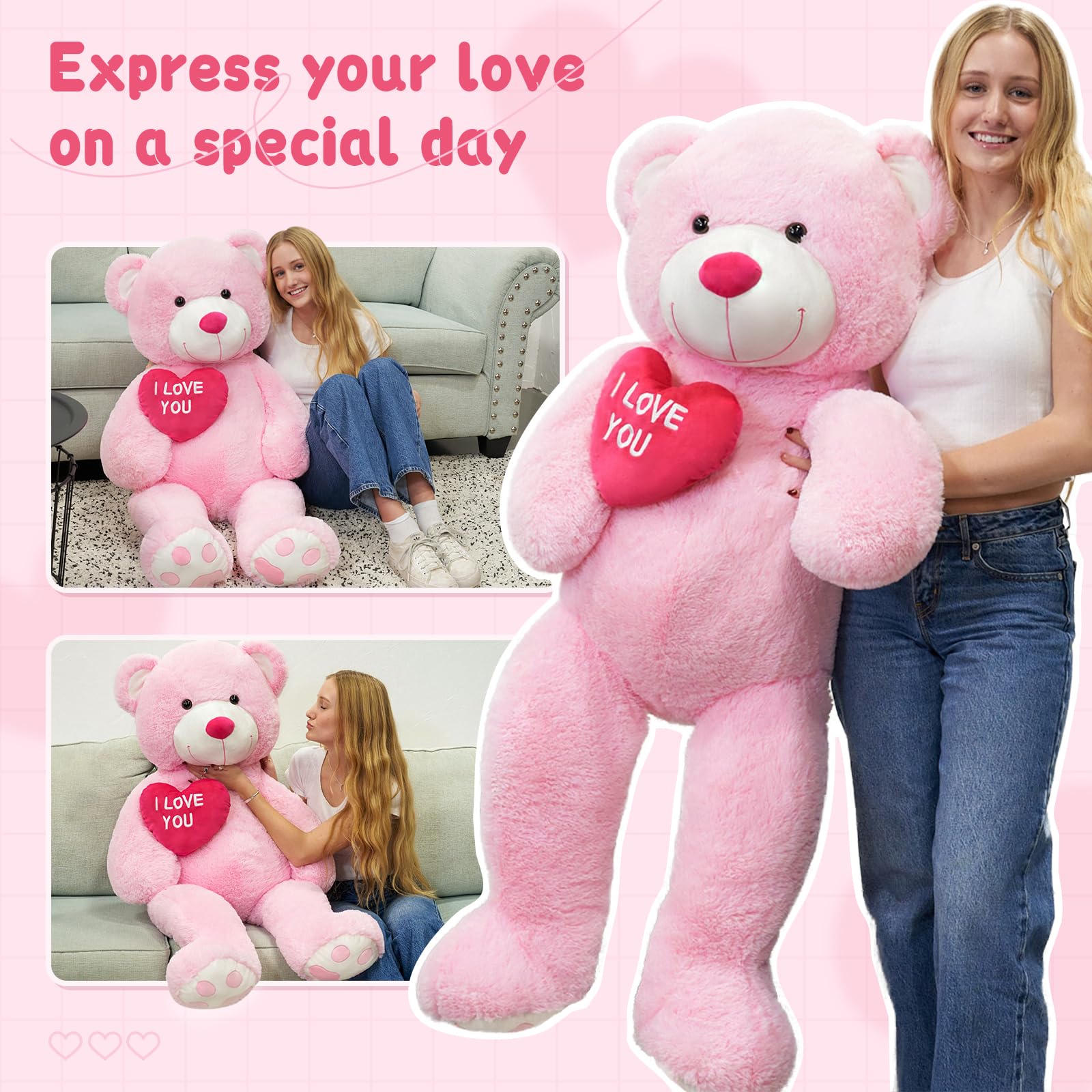 Foto 5 pulgar | Peluche De Peluche Mao Golan, Tamaño Grande, 130 Cm, Con Texto «i Love You» - Venta Internacional.