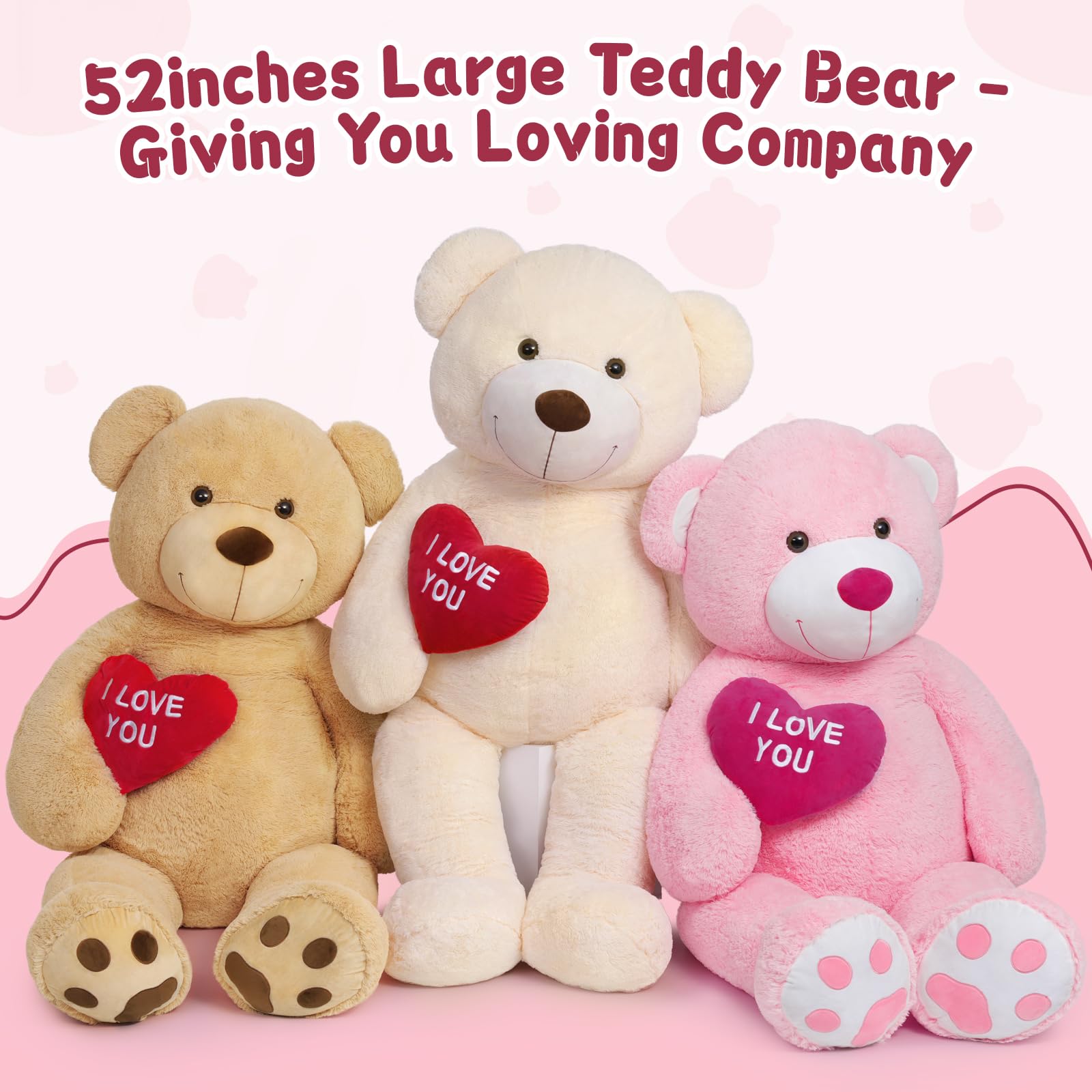 Foto 5 | Peluche De Peluche Mao Golan, Tamaño Grande, 130 Cm, Con Texto «i Love You» - Venta Internacional.