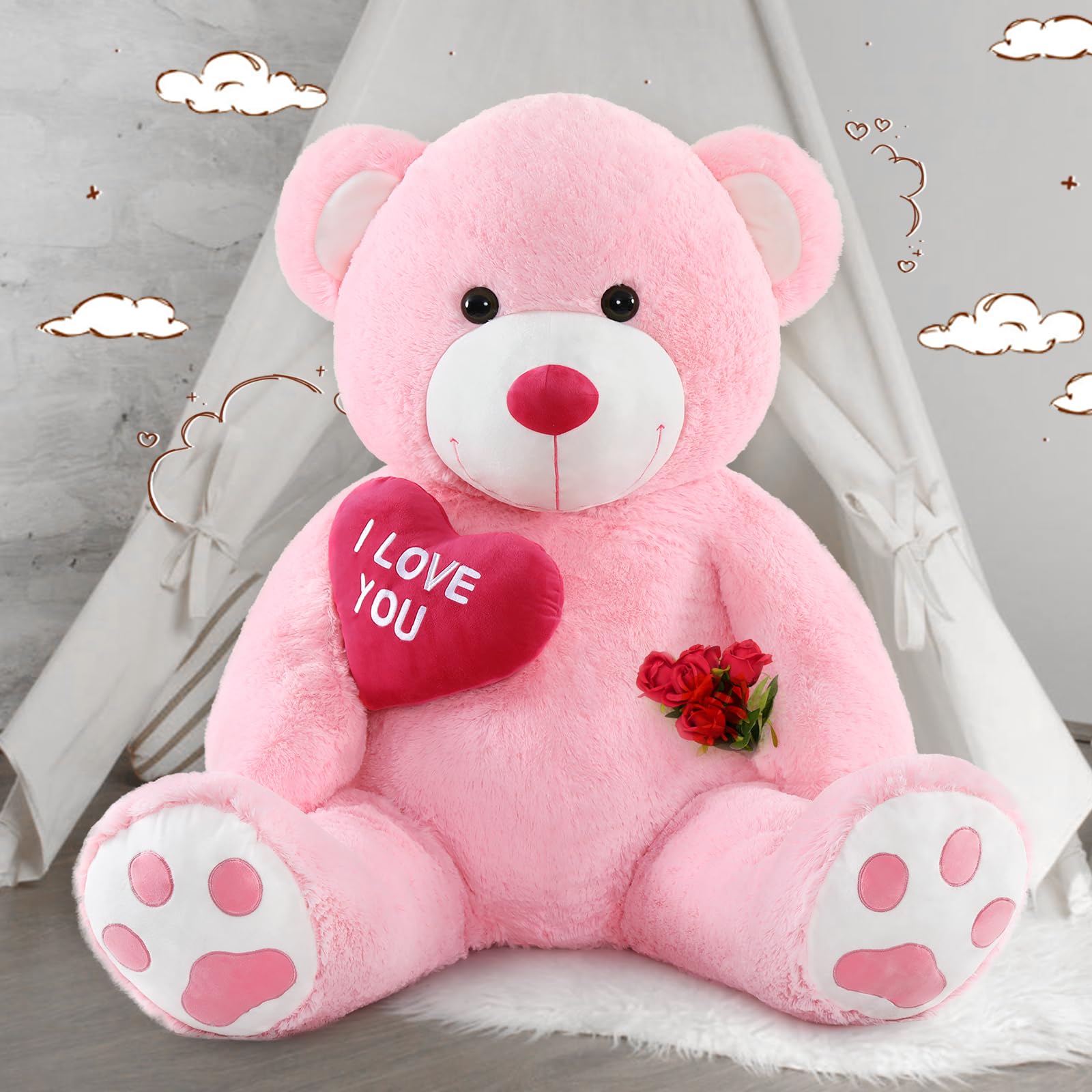 Foto 7 pulgar | Peluche De Peluche Mao Golan, Tamaño Grande, 130 Cm, Con Texto «i Love You» - Venta Internacional.