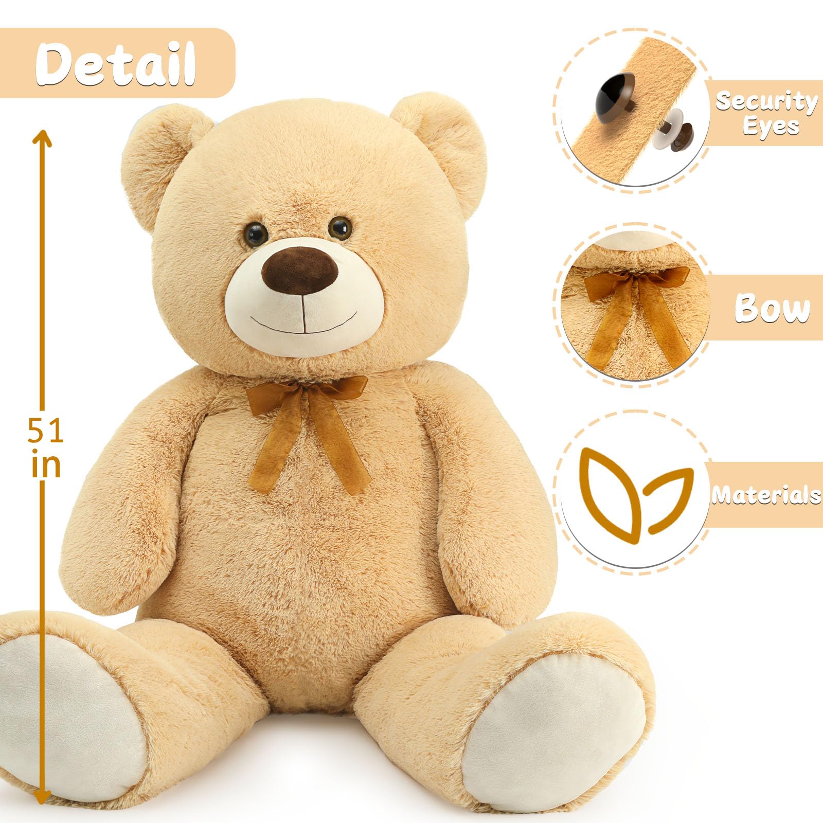 Foto 7 pulgar | Oso De Peluche Gigante Tezituor, 130 Cm, Para Niños - Venta Internacional.