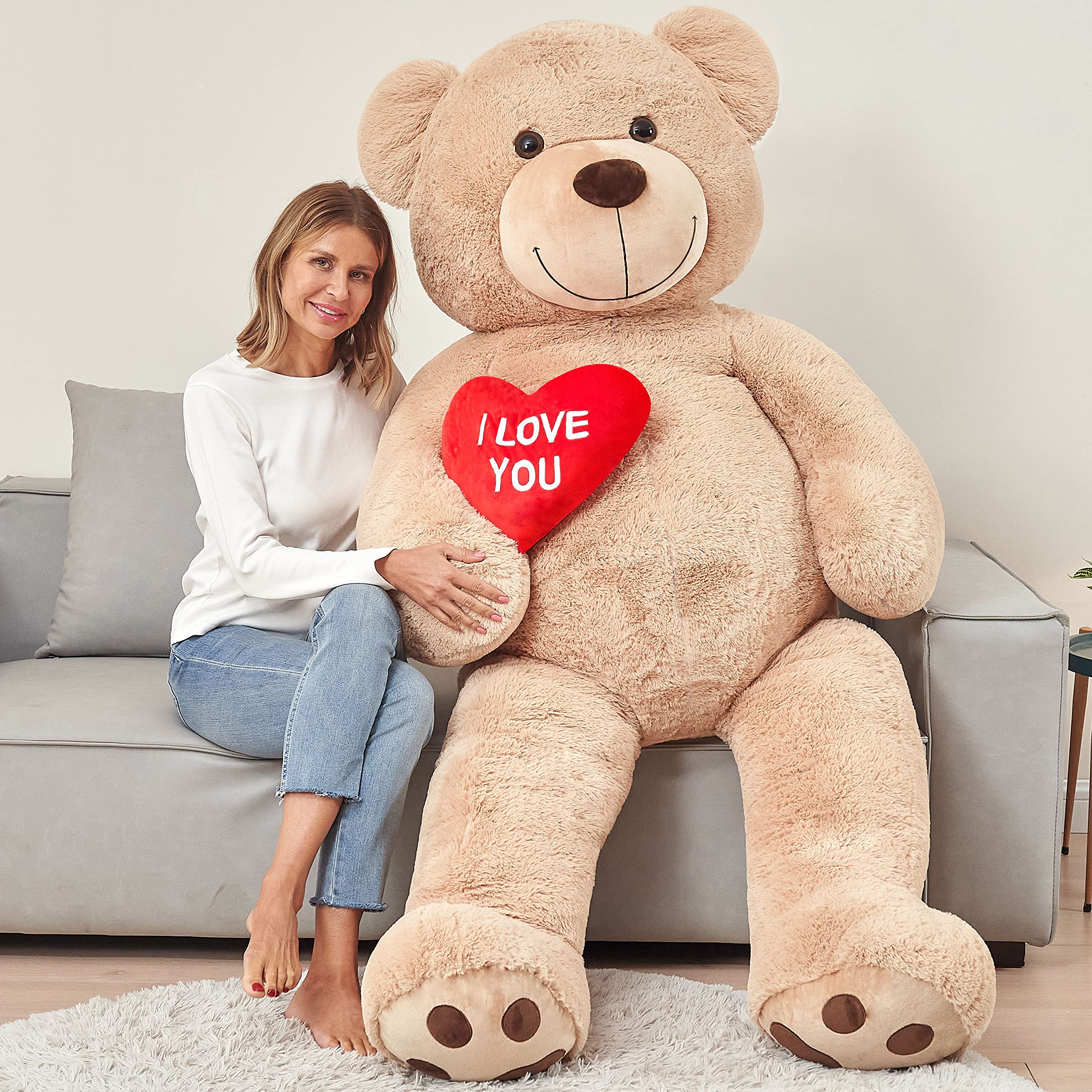 Foto 6 pulgar | Oso De Peluche Gigante Tezituor De 180 Cm Con Corazón Rojo - Venta Internacional.