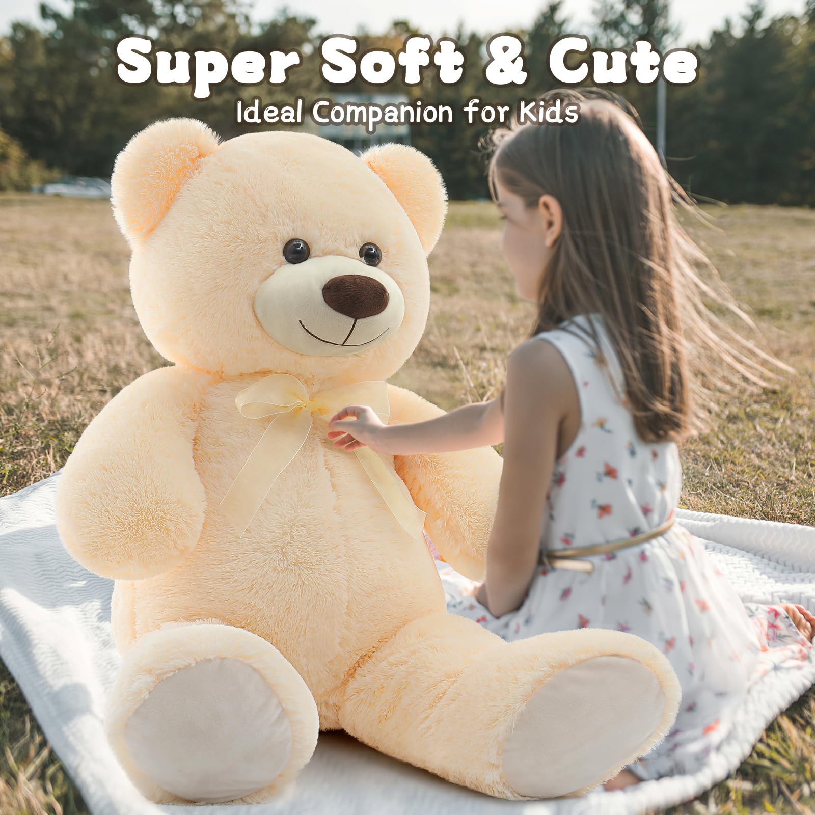 Foto 3 pulgar | Oso De Peluche Morismos Giant, 90 Cm, Color Beige Y Crema - Venta Internacional.