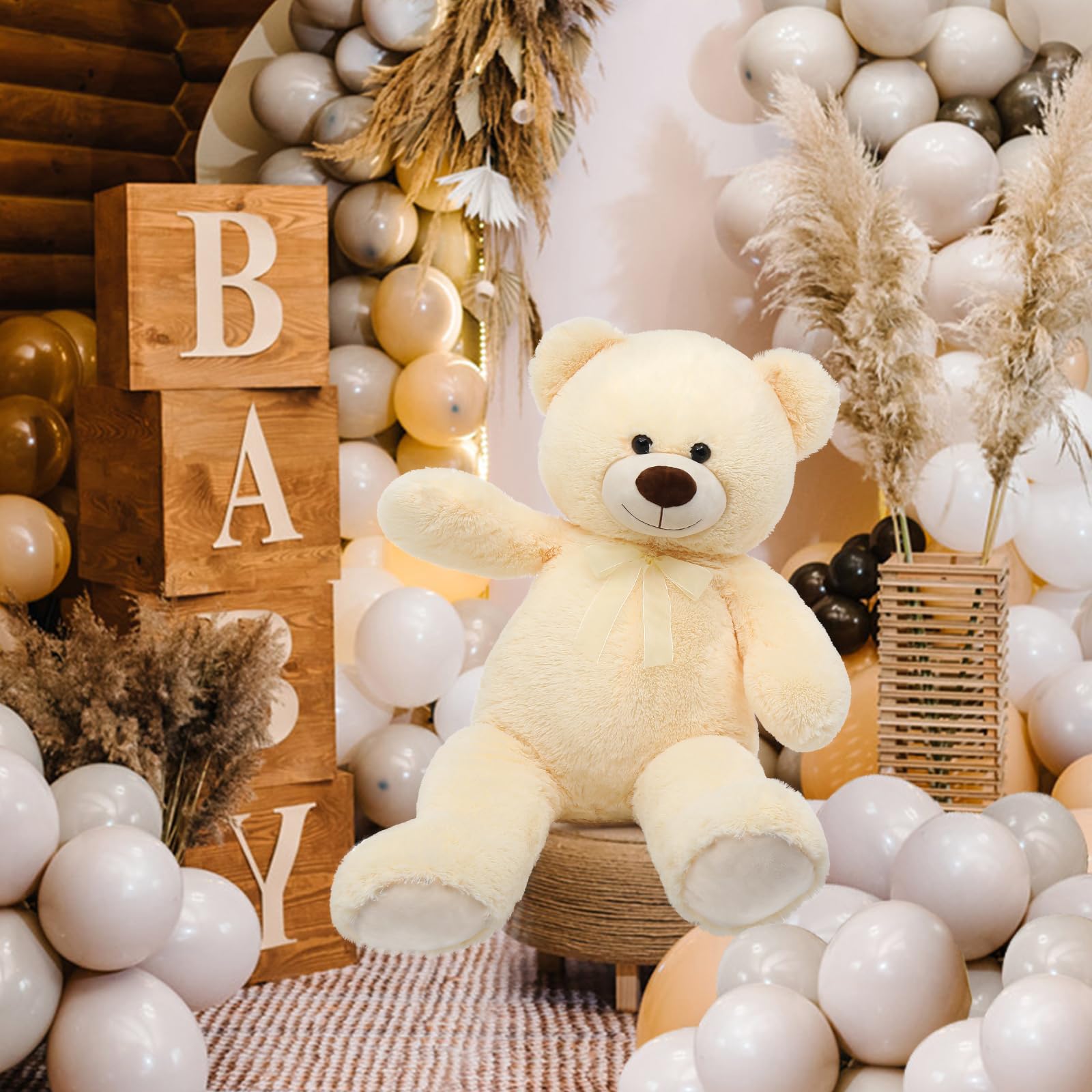 Foto 4 pulgar | Oso De Peluche Morismos Giant, 90 Cm, Color Beige Y Crema - Venta Internacional.