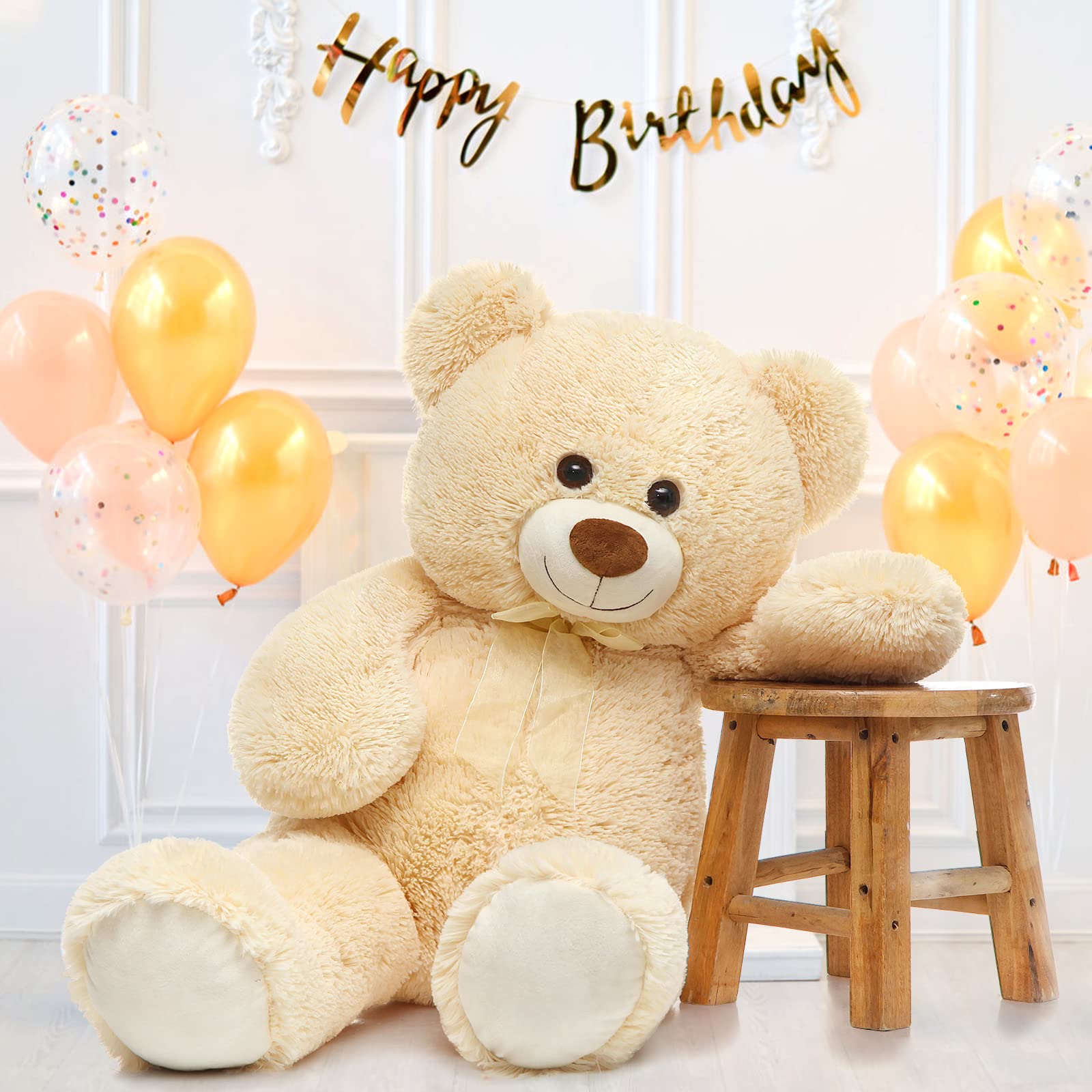 Foto 6 pulgar | Oso De Peluche Morismos Giant, 90 Cm, Color Beige Y Crema - Venta Internacional.
