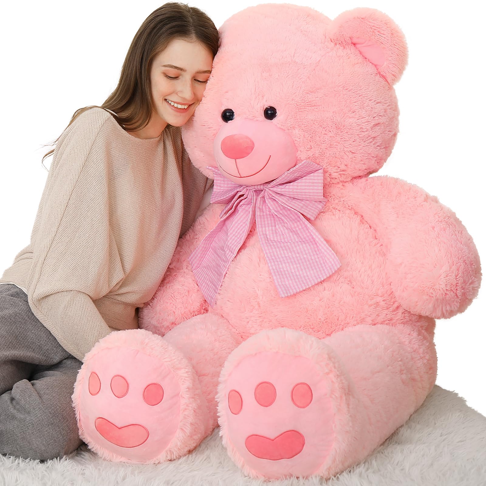 Foto 2 pulgar | Oso De Peluche Rosa Gigante Morismos De Peluche, 150 Cm, Con Lazo - Venta Internacional.